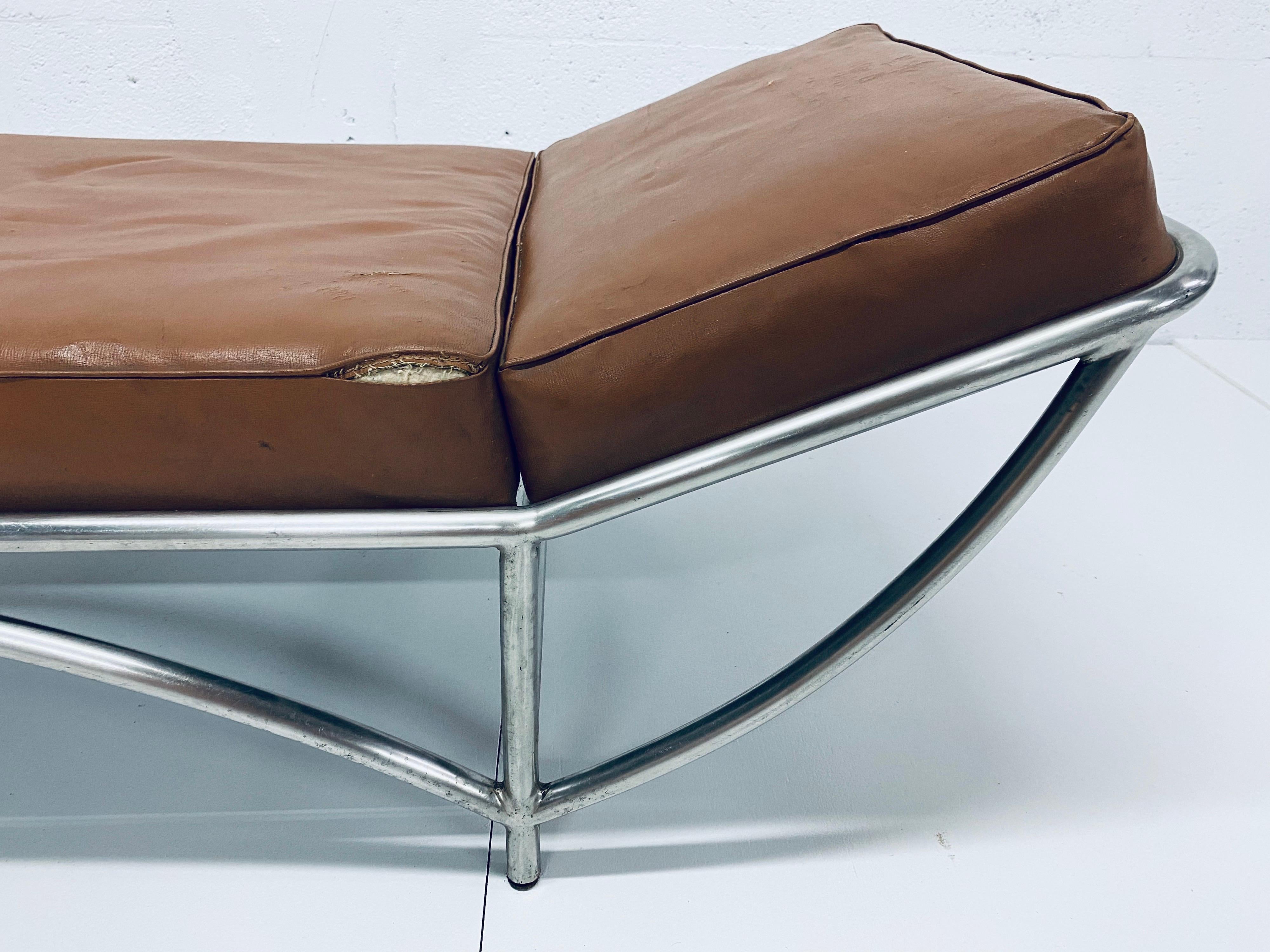Heywood Wakefield Art Deco Revival Tubular Steel Chaise Lounge, Daybed 8