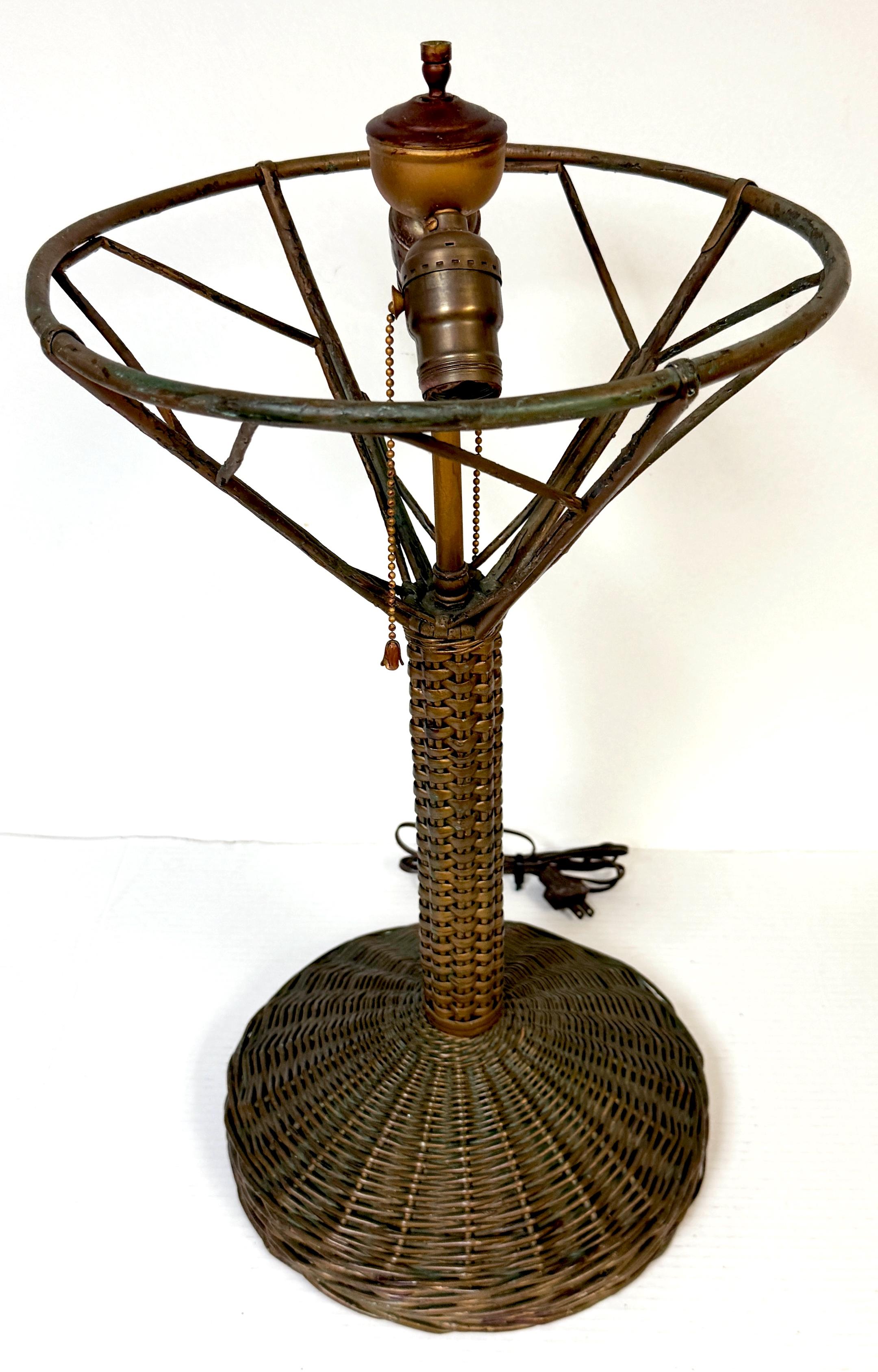Heywood Wakefield Art Deco Wicker Mushroom Table Lamp, circa 1925 1