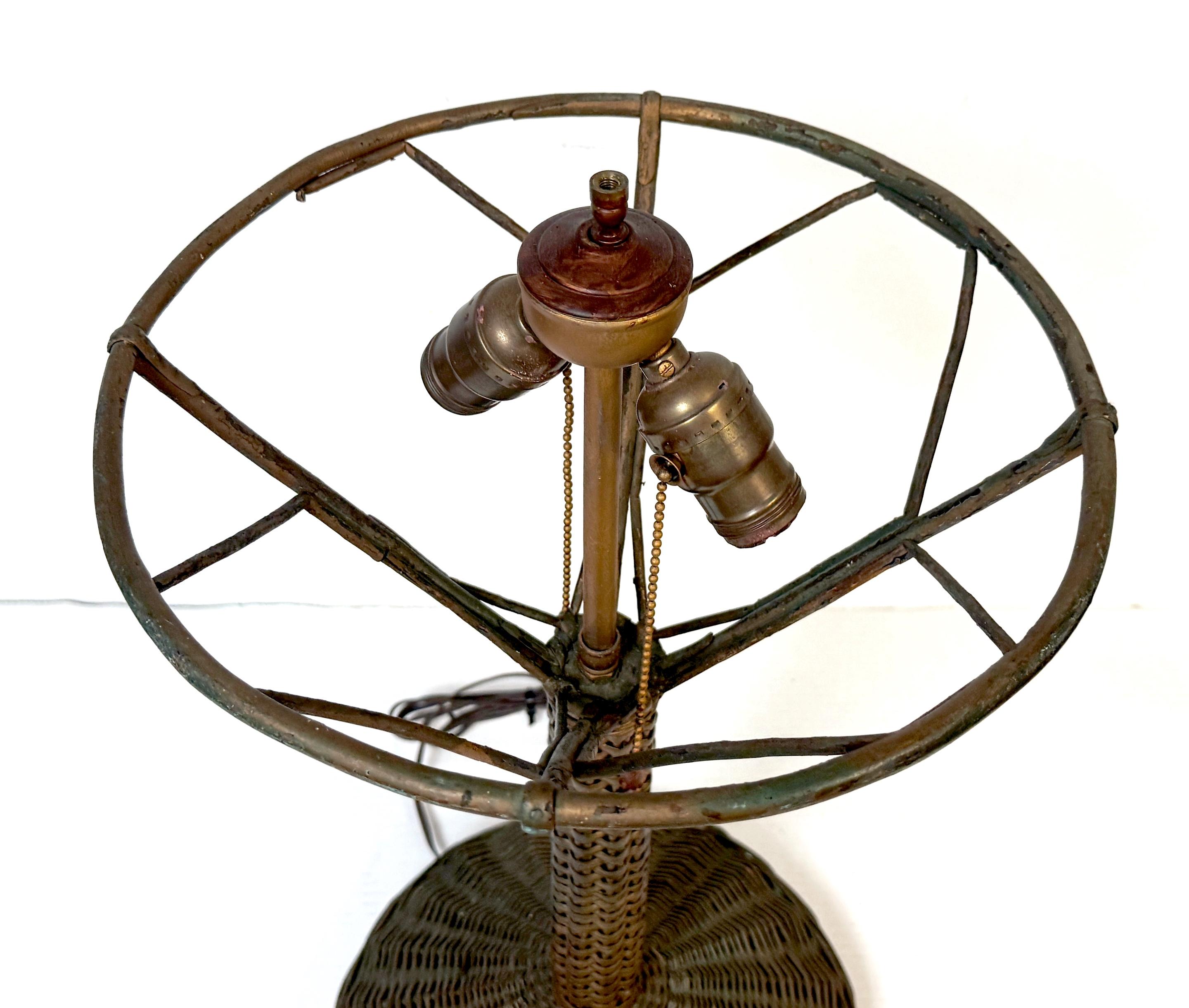 Heywood Wakefield Art Deco Wicker Mushroom Table Lamp, circa 1925 2