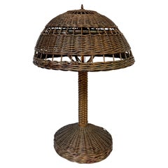 Antique Heywood Wakefield Art Deco Wicker Mushroom Table Lamp, circa 1925