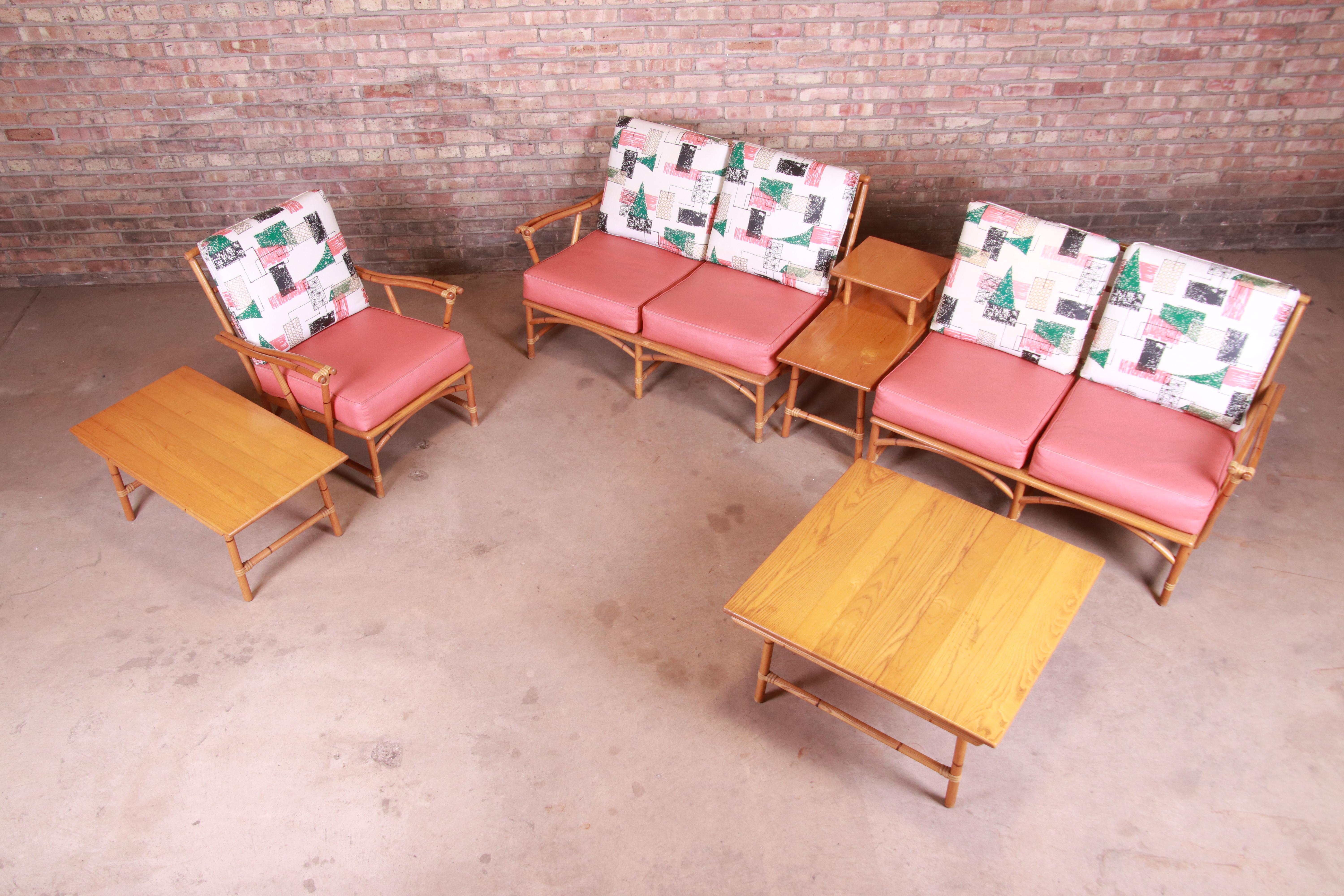 Mid-Century Modern Heywood Wakefield Ashcraft Bamboo Form Six-Piece Living Room Suite, 1950s