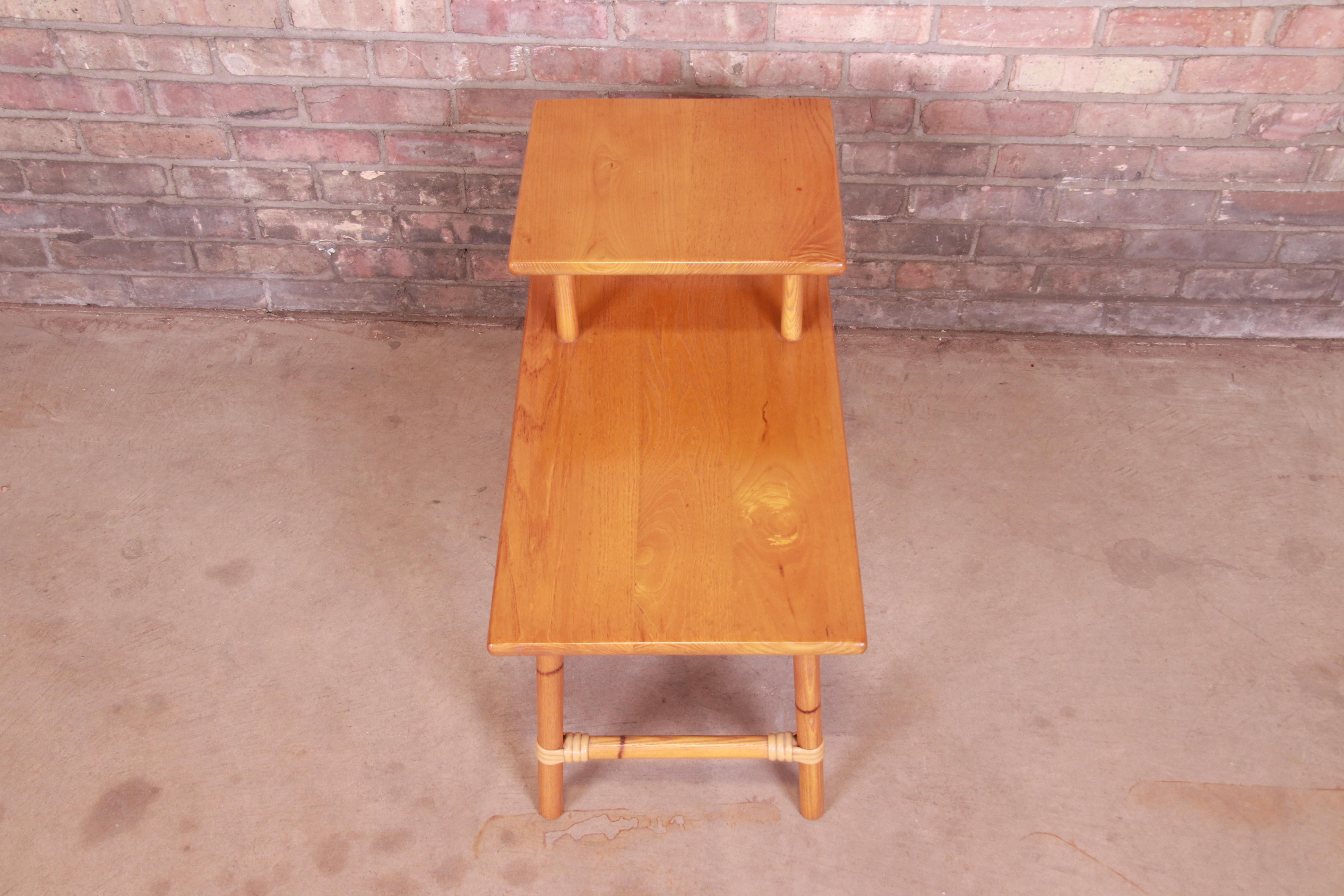 Heywood Wakefield Ashcraft Hollywood Regency Bamboo Form Two-Tier Side Table 4
