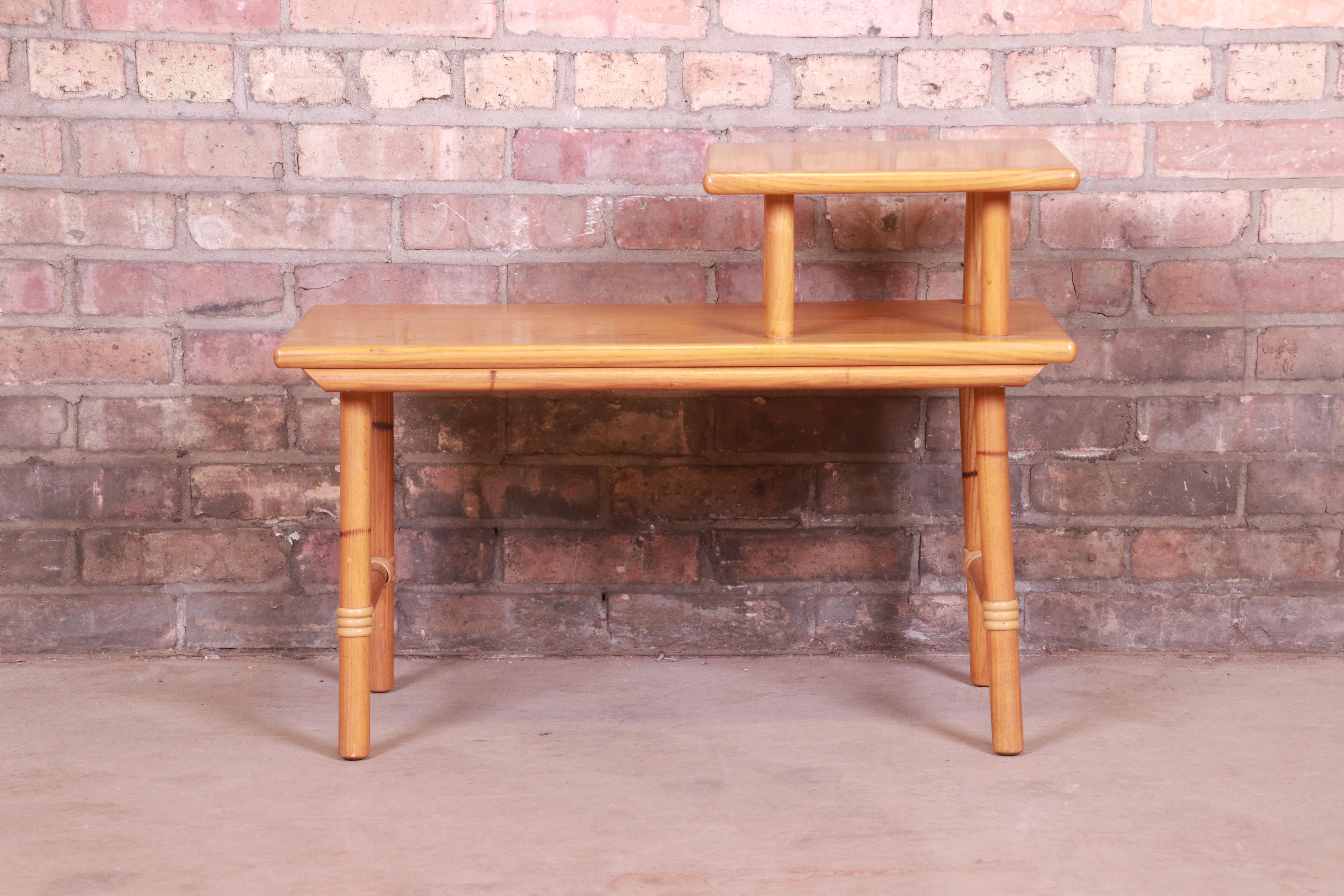 Heywood Wakefield Ashcraft Hollywood Regency Bamboo Form Two-Tier Side Table 2