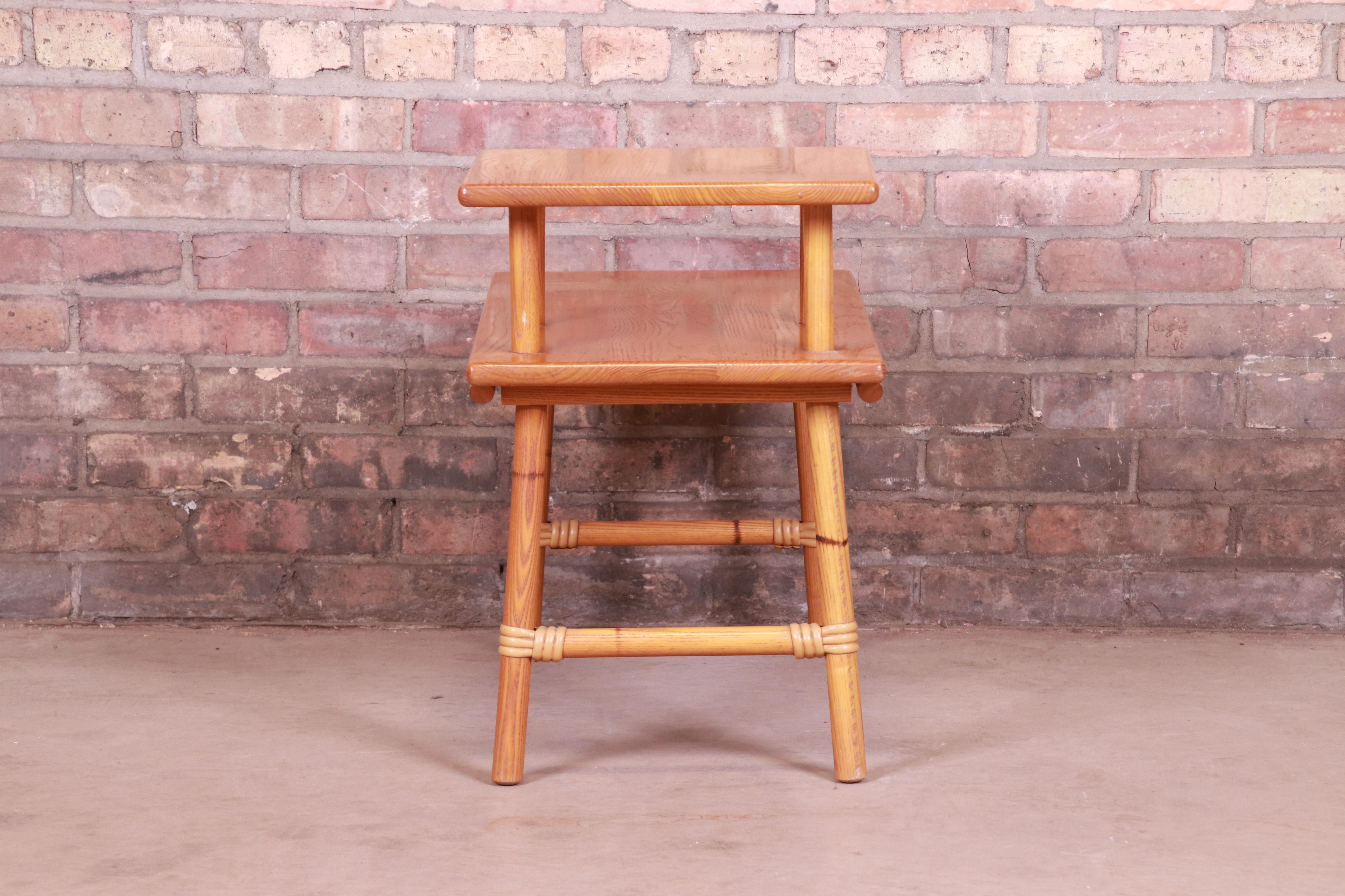Heywood Wakefield Ashcraft Hollywood Regency Bamboo Form Two-Tier Side Table 3