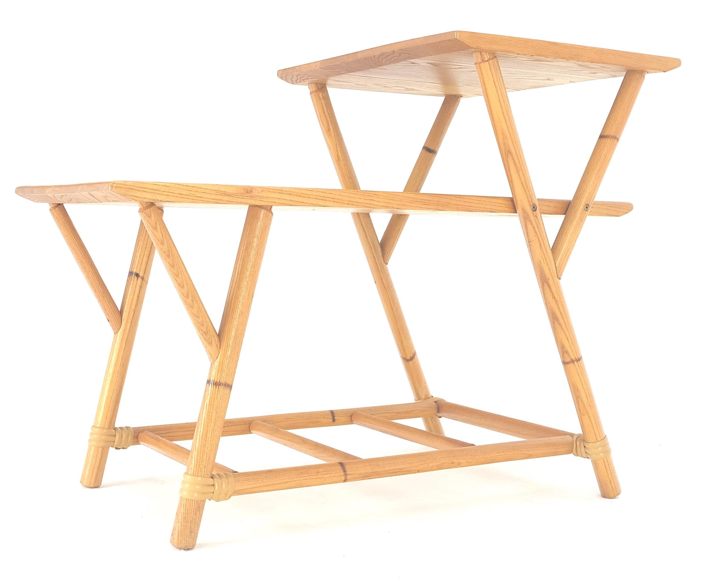 Laqué Heywood Wakefield bambou rotin massif châtaignier blond mi-siècle MINT en vente