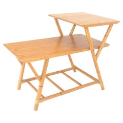 Heywood Wakefield Bambus Rattan Massiv Kastanienholz Blond Stufentisch Mid Century MINT