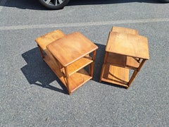 Heywood Wakefield Bamboo Step Side Tables - Pair