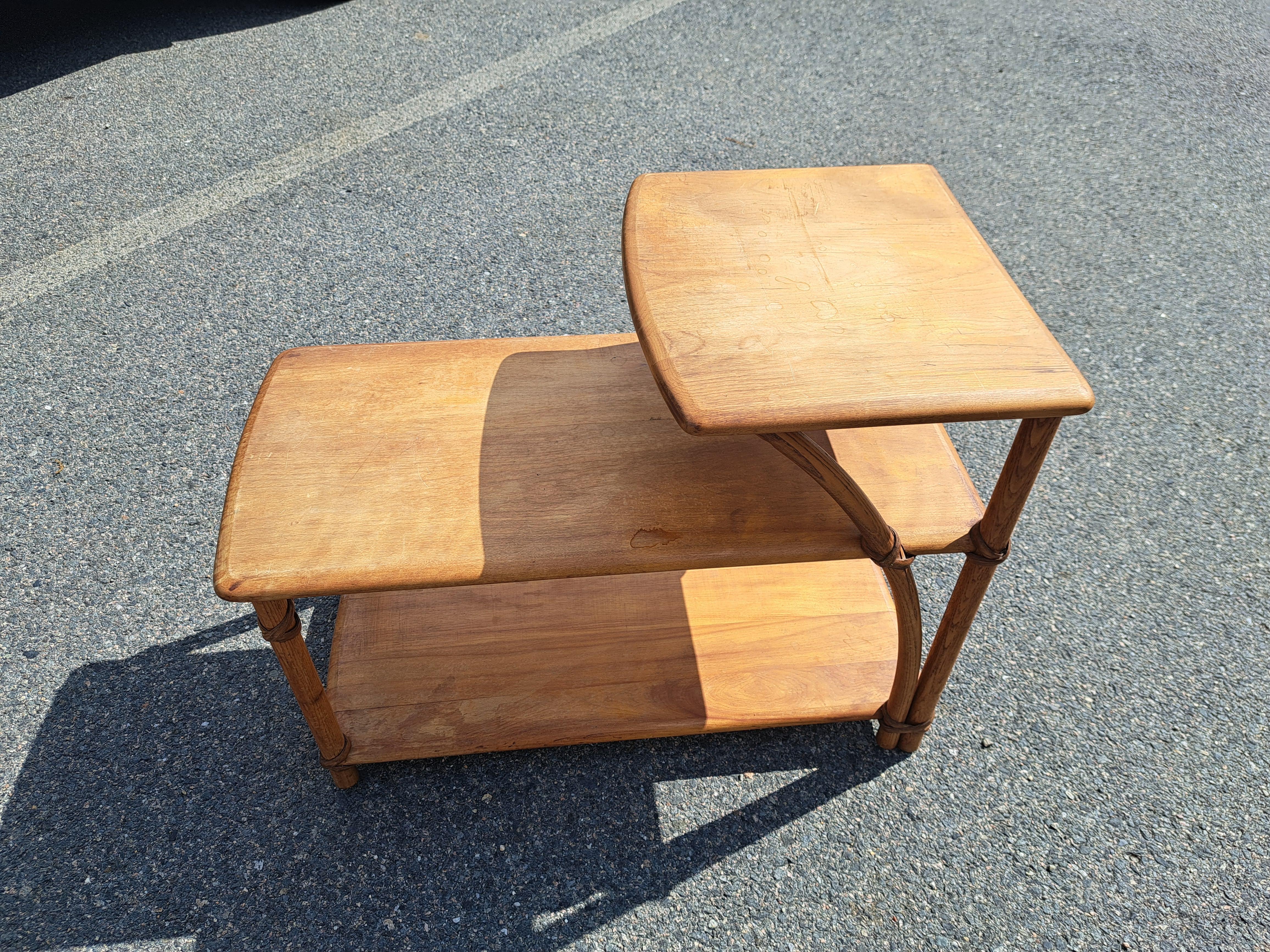 Mid-Century Modern Heywood Wakefield Bamboo Step Side Tables - Pair For Sale