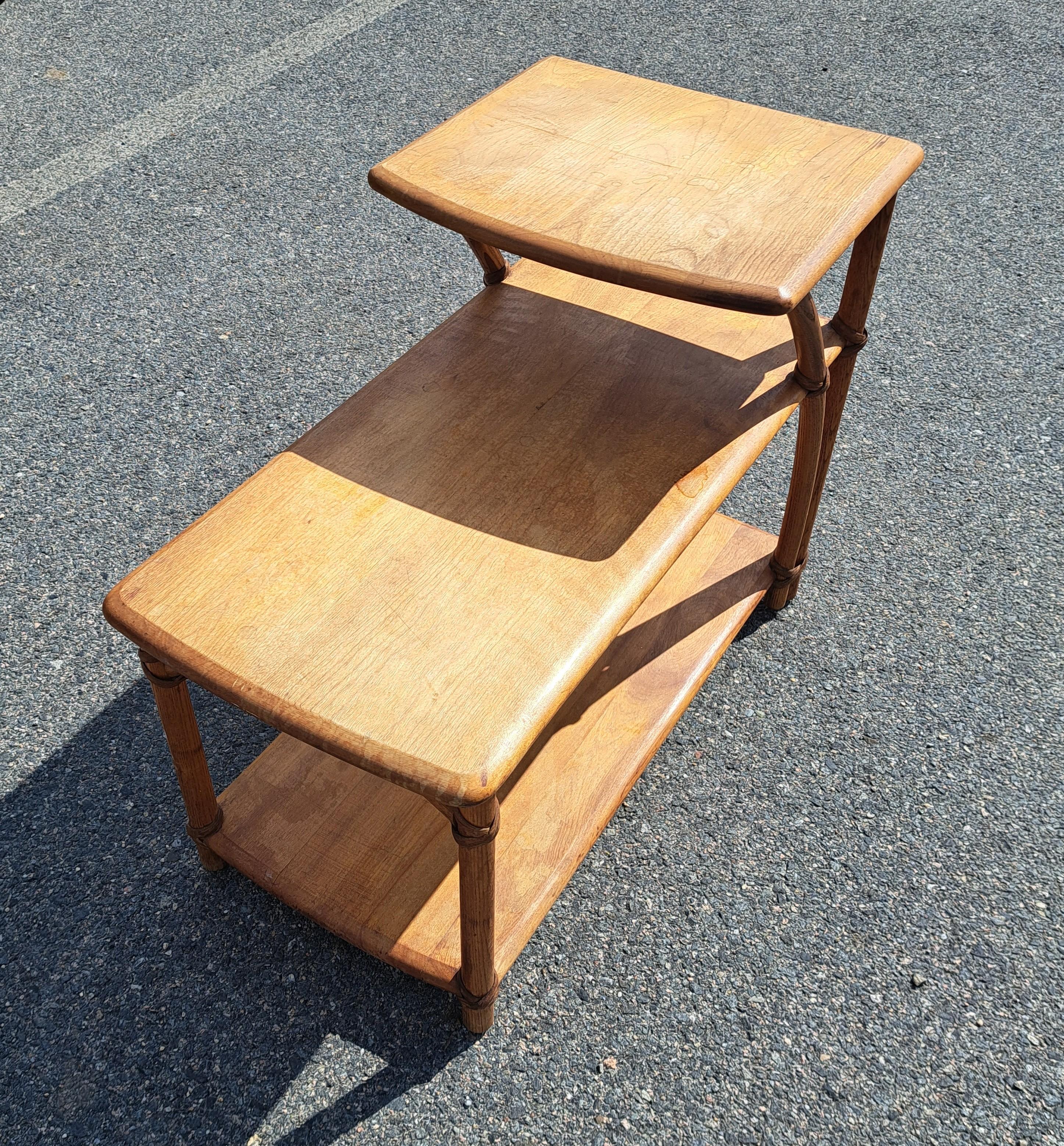 American Heywood Wakefield Bamboo Step Side Tables - Pair For Sale