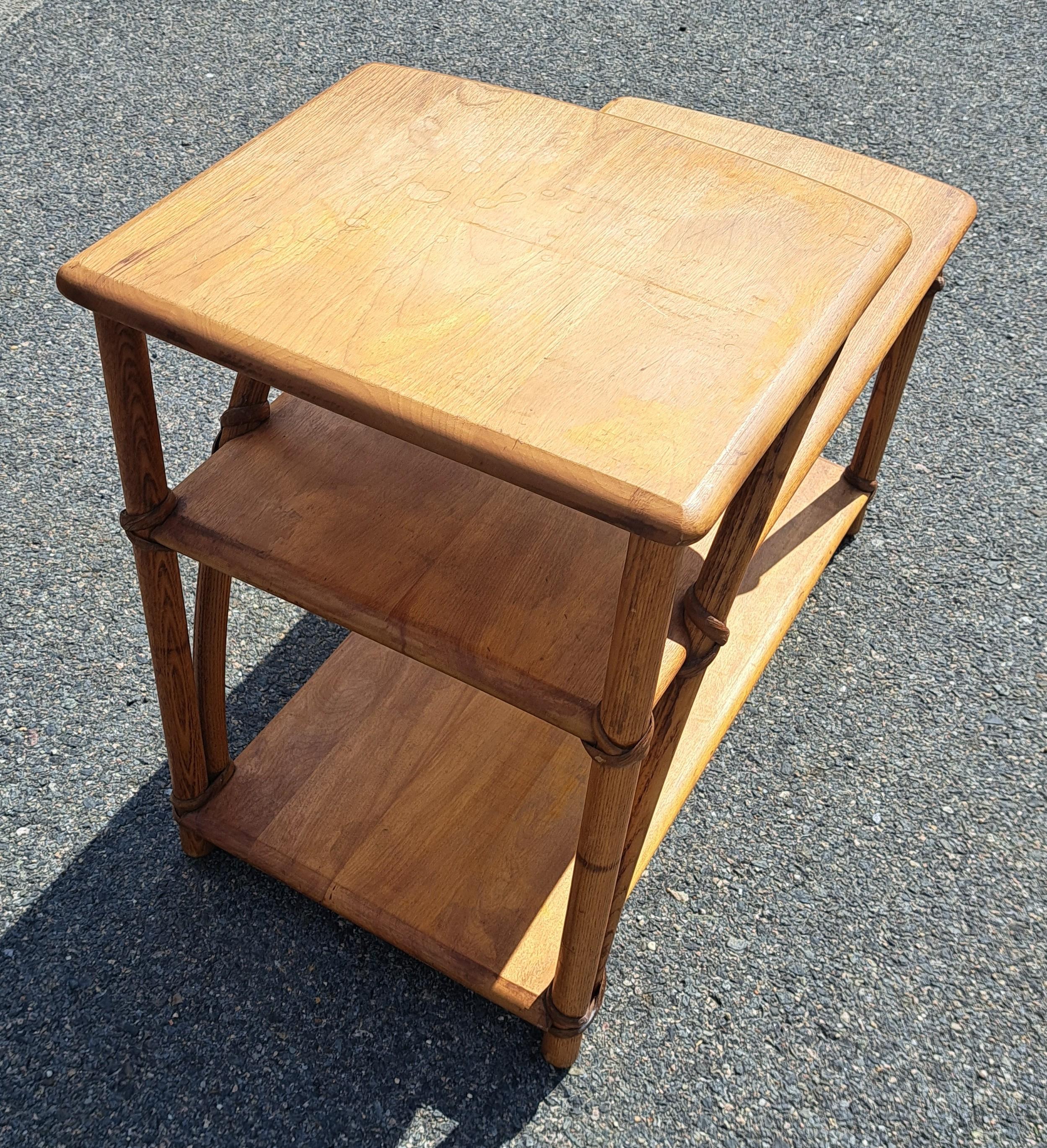 Heywood Wakefield Bamboo Step Side Tables - Pair In Good Condition For Sale In East Freetown, MA
