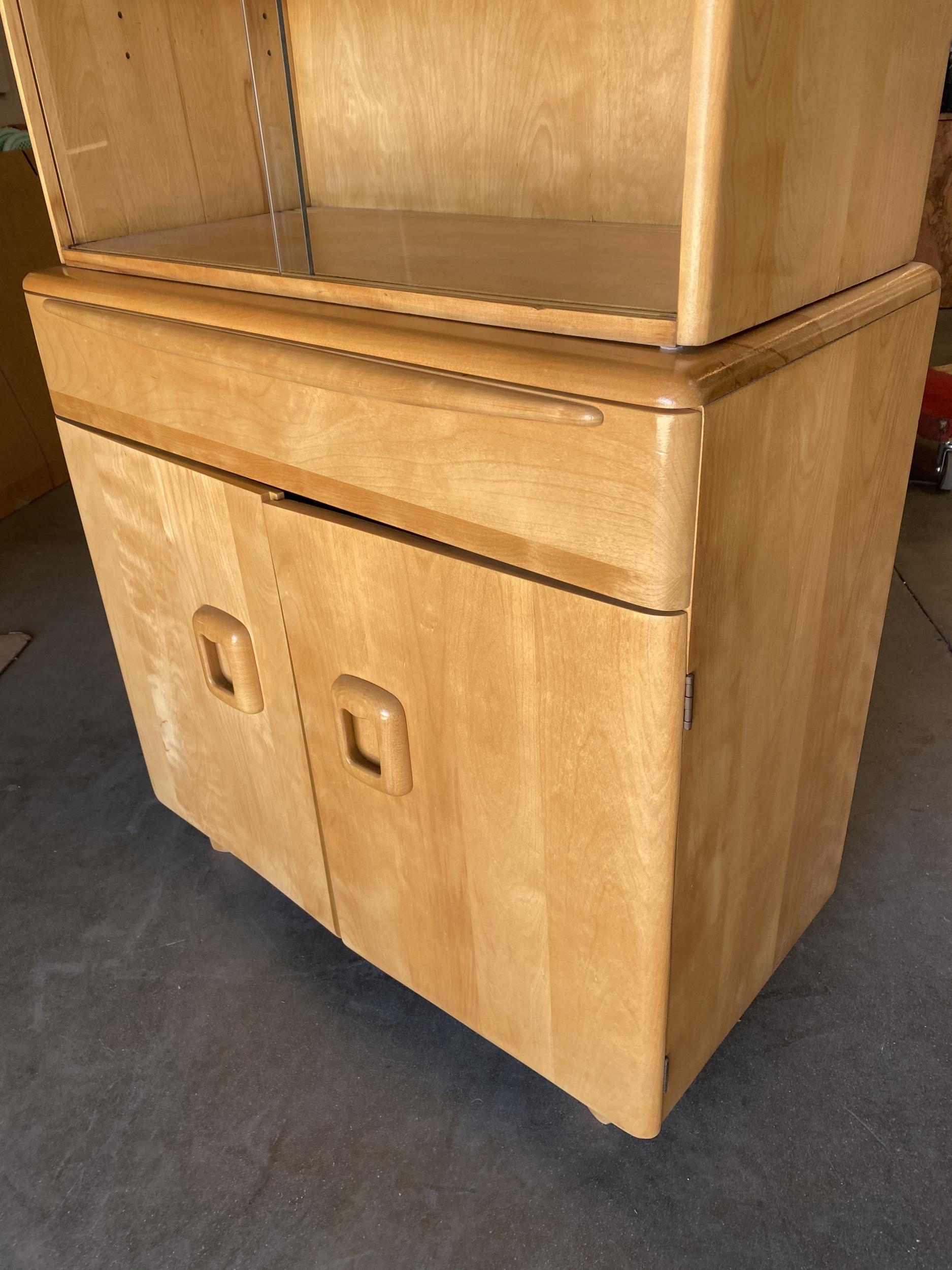 Heywood Wakefield Blond "Encore" Step Back Cupboard China