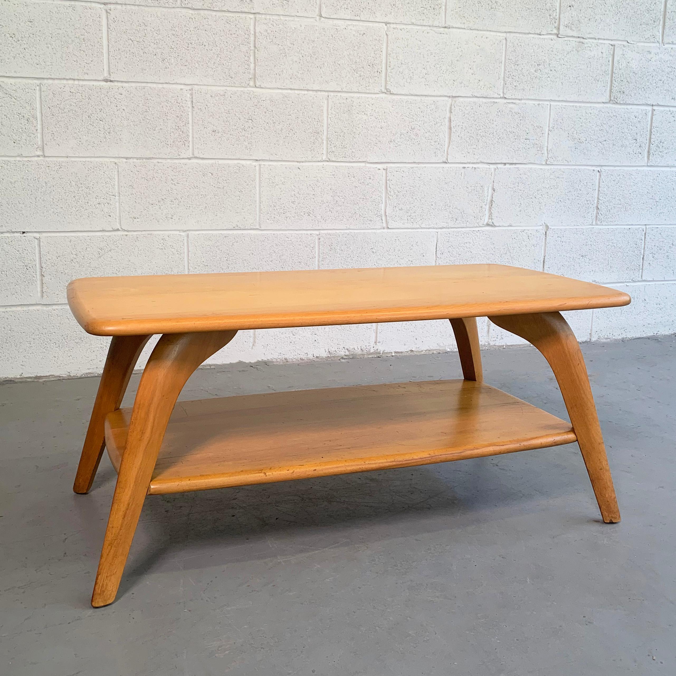 Mid-Century Modern, blonde maple, tiered coffee or side table by Heywood Wakefield.