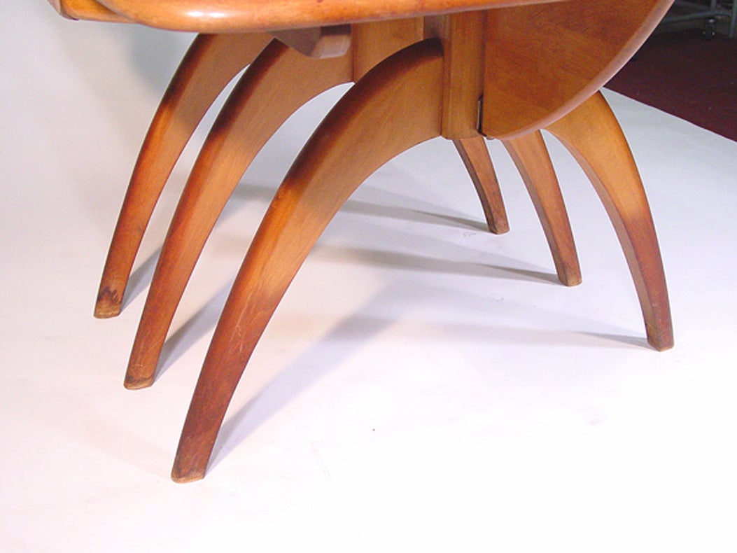 Heywood-Wakefield Butterfly Drop-Leaf Wishbone Dining Table In Good Condition In Van Nuys, CA