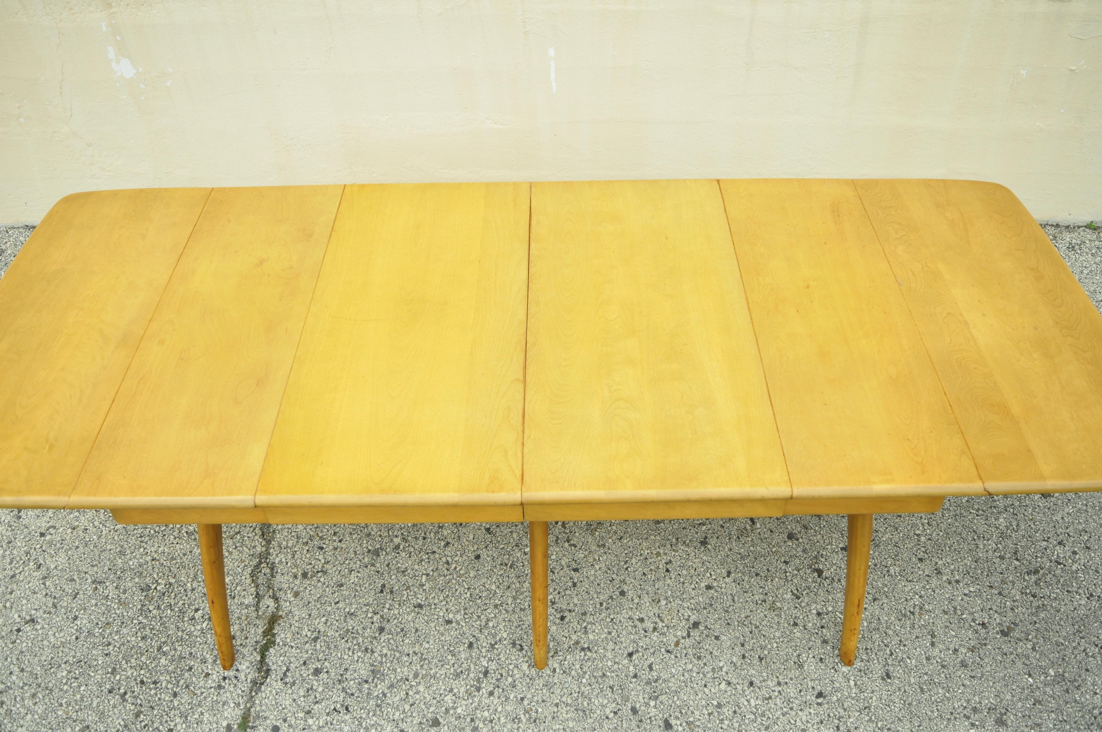 Heywood Wakefield Butterfly Drop Leaf Wishbone Dining Table with 2 Leaves In Good Condition In Philadelphia, PA