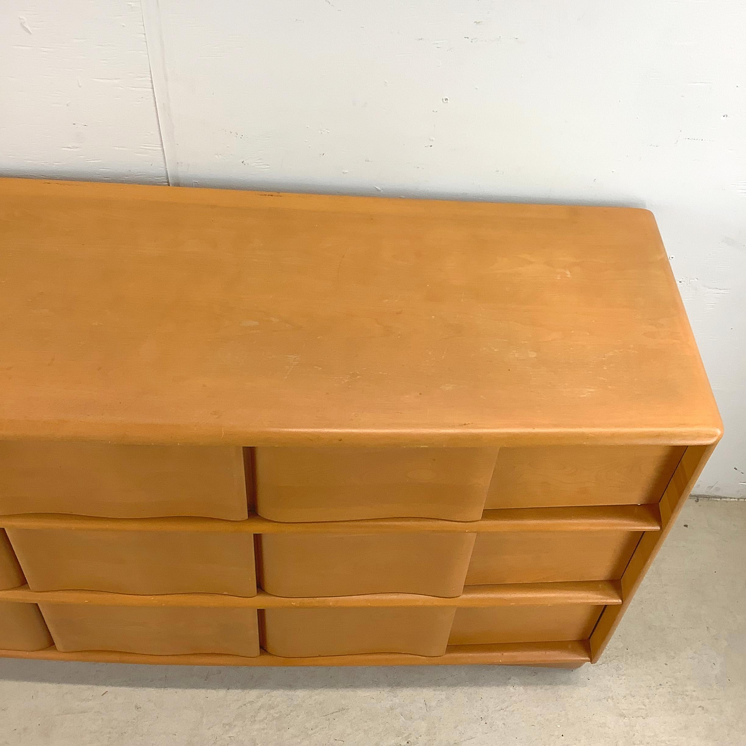 American Heywood-Wakefield Champagne Finish Nine Drawer Dresser