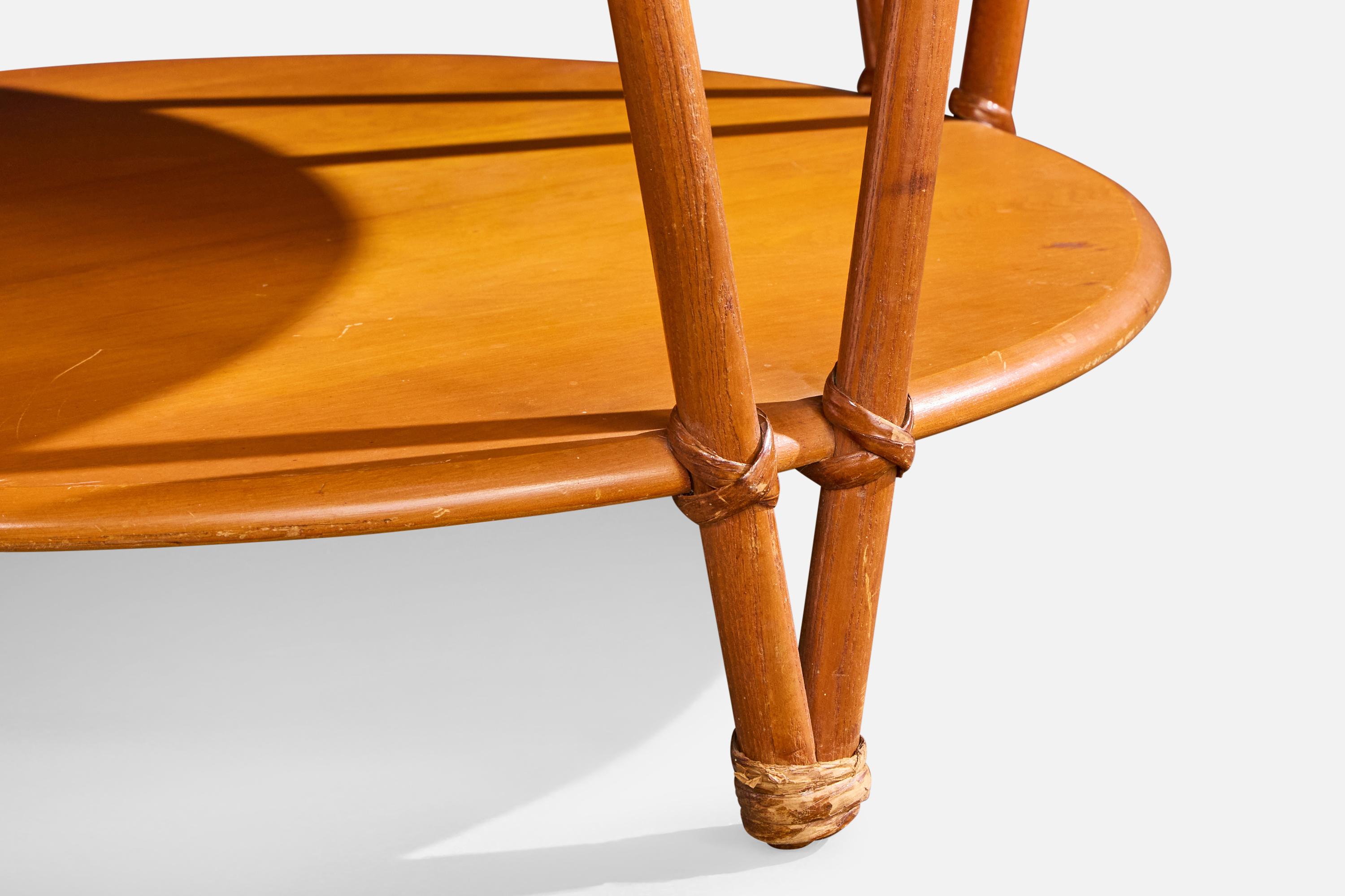 Heywood Wakefield, table basse, Wood, rotin, États-Unis, années 1950 en vente 4