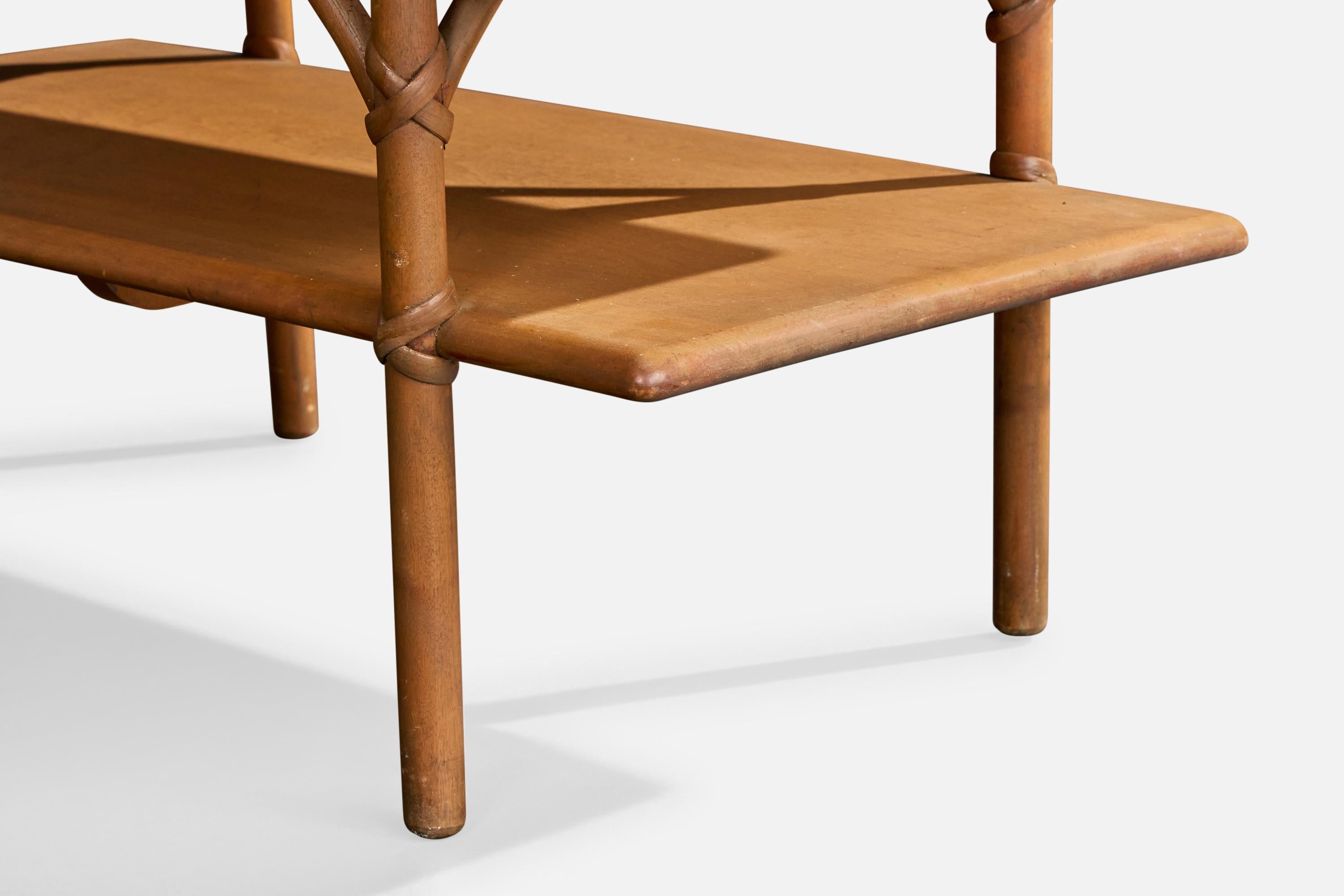 Heywood Wakefield, table basse, Wood, rotin, États-Unis, années 1950 en vente 1