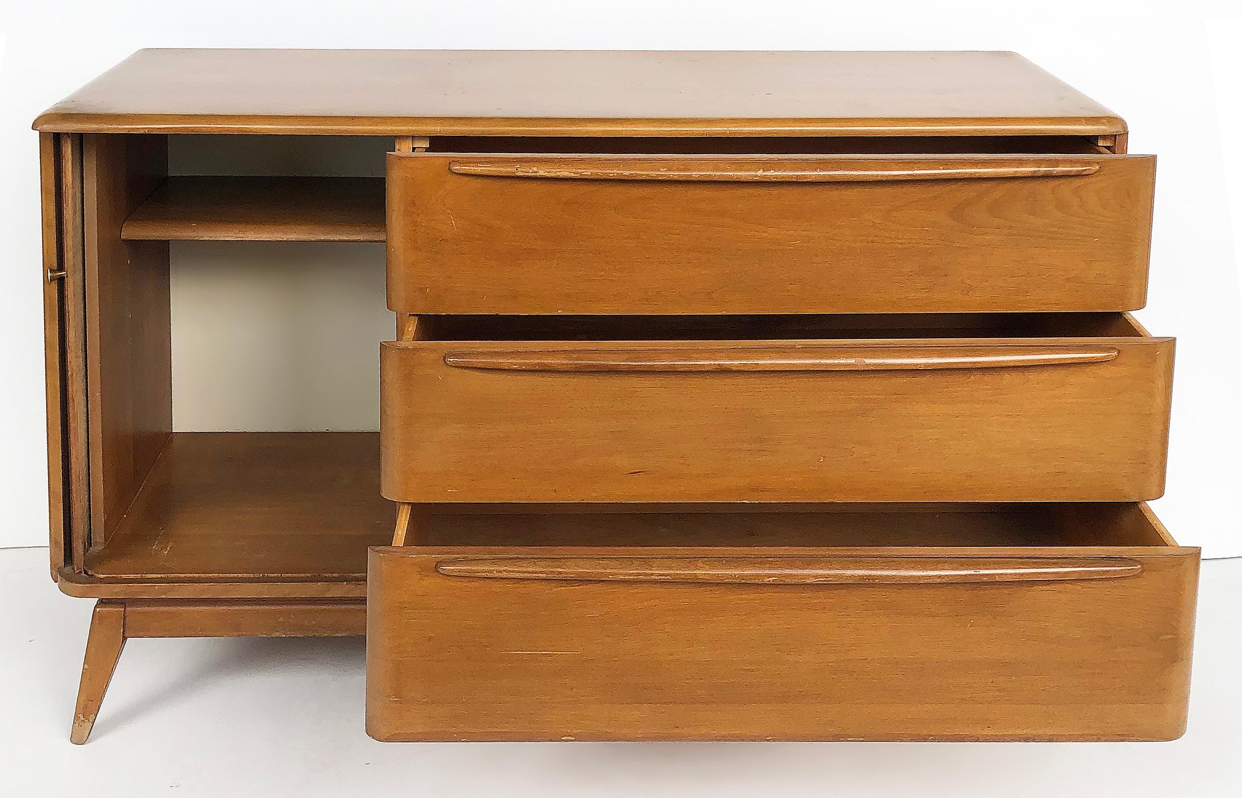 Mid-Century Modern Heywood-Wakefield Credenza Cabinet with Tambour Door and Drawers