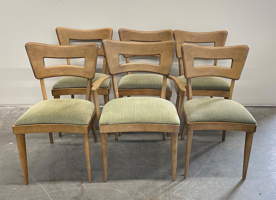 Heywood Wakefield wishbone dog-biscuit dining chairs set of six 

Offered for sale is a set of six Mid-Century Modern Heywood-Wakefield 