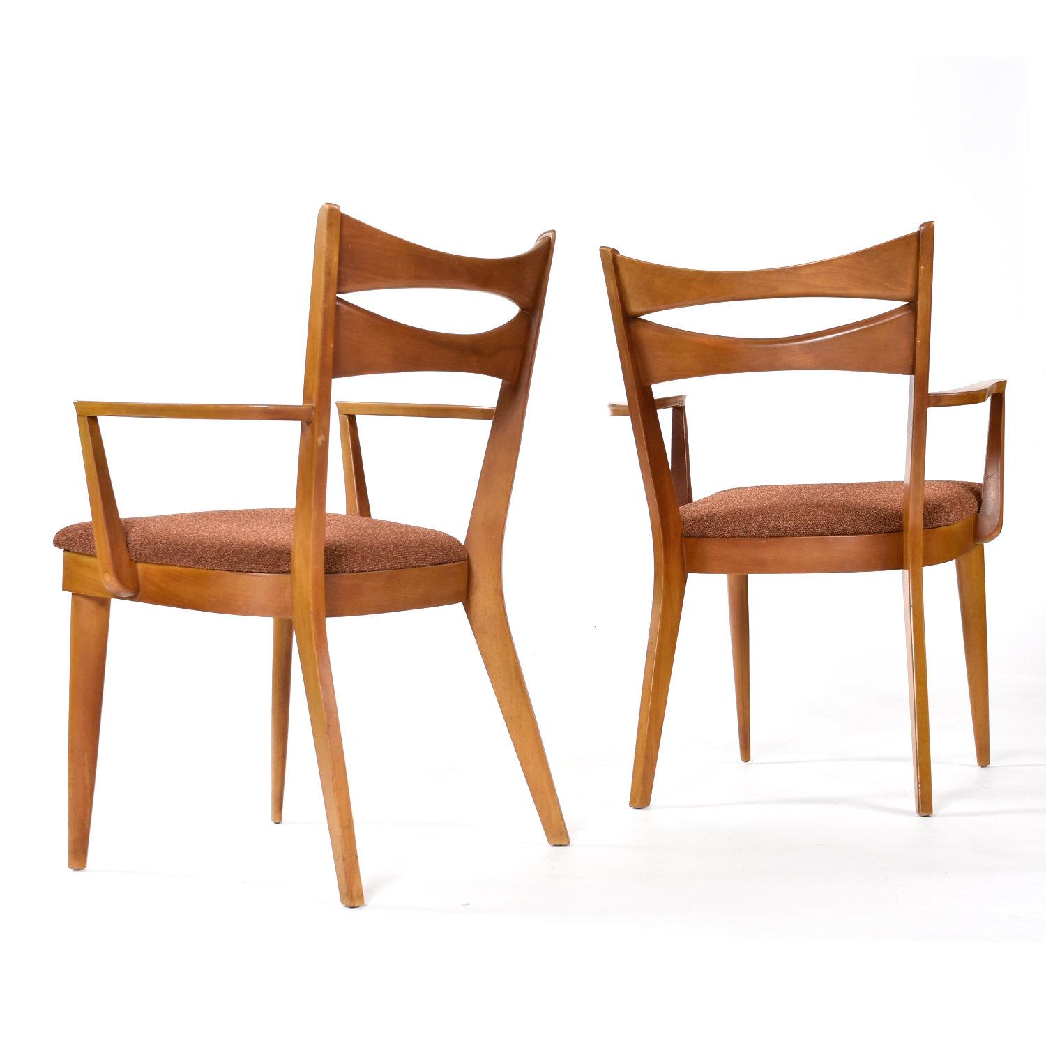 Heywood Wakefield Dining Table Set with '6' M1553 Cat’s Eye Dining Chairs 2