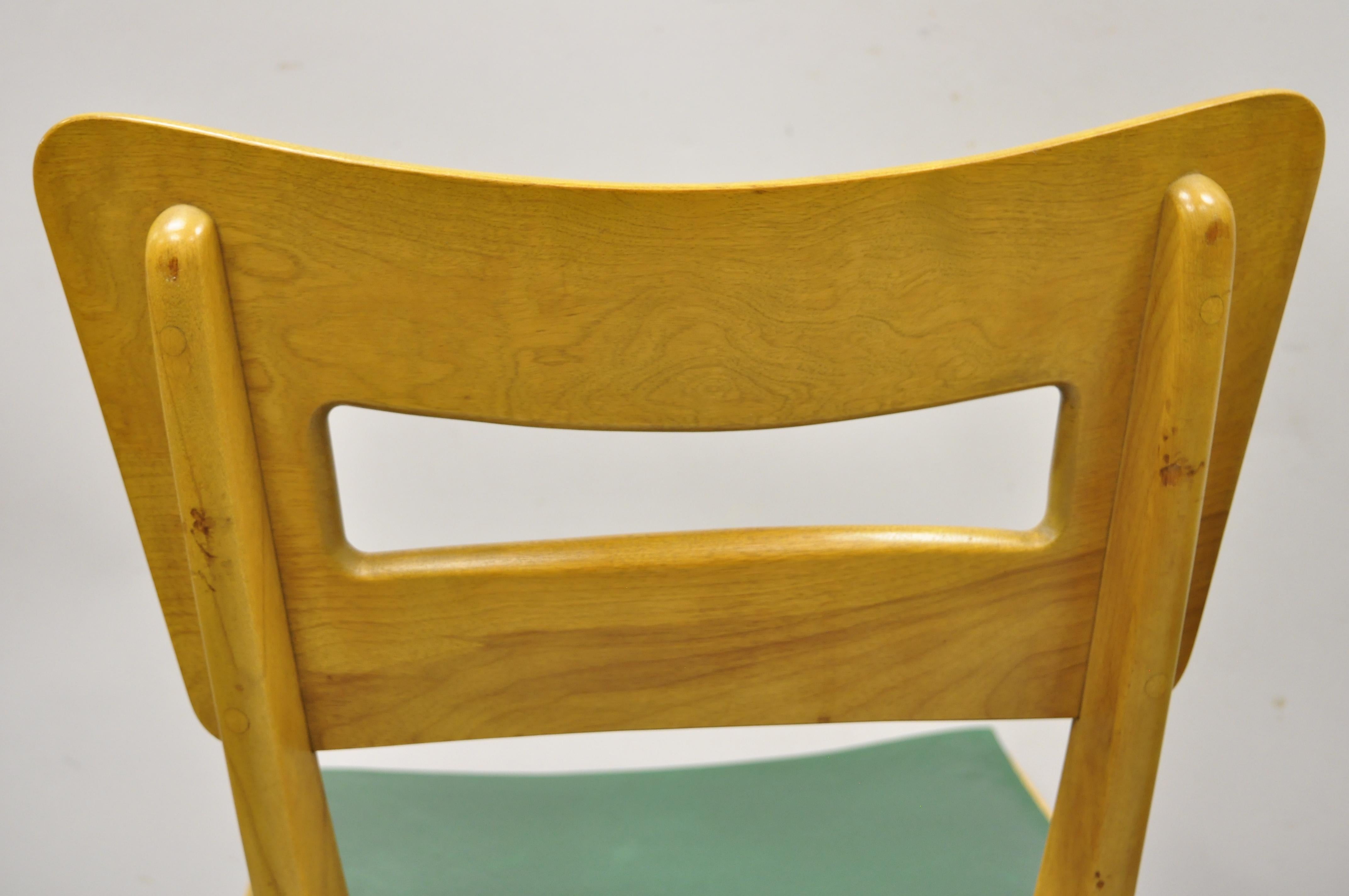 Mid-20th Century Heywood Wakefield Dog Bone Dog Biscuit Birch Maple Dining Side Chair, a Pair
