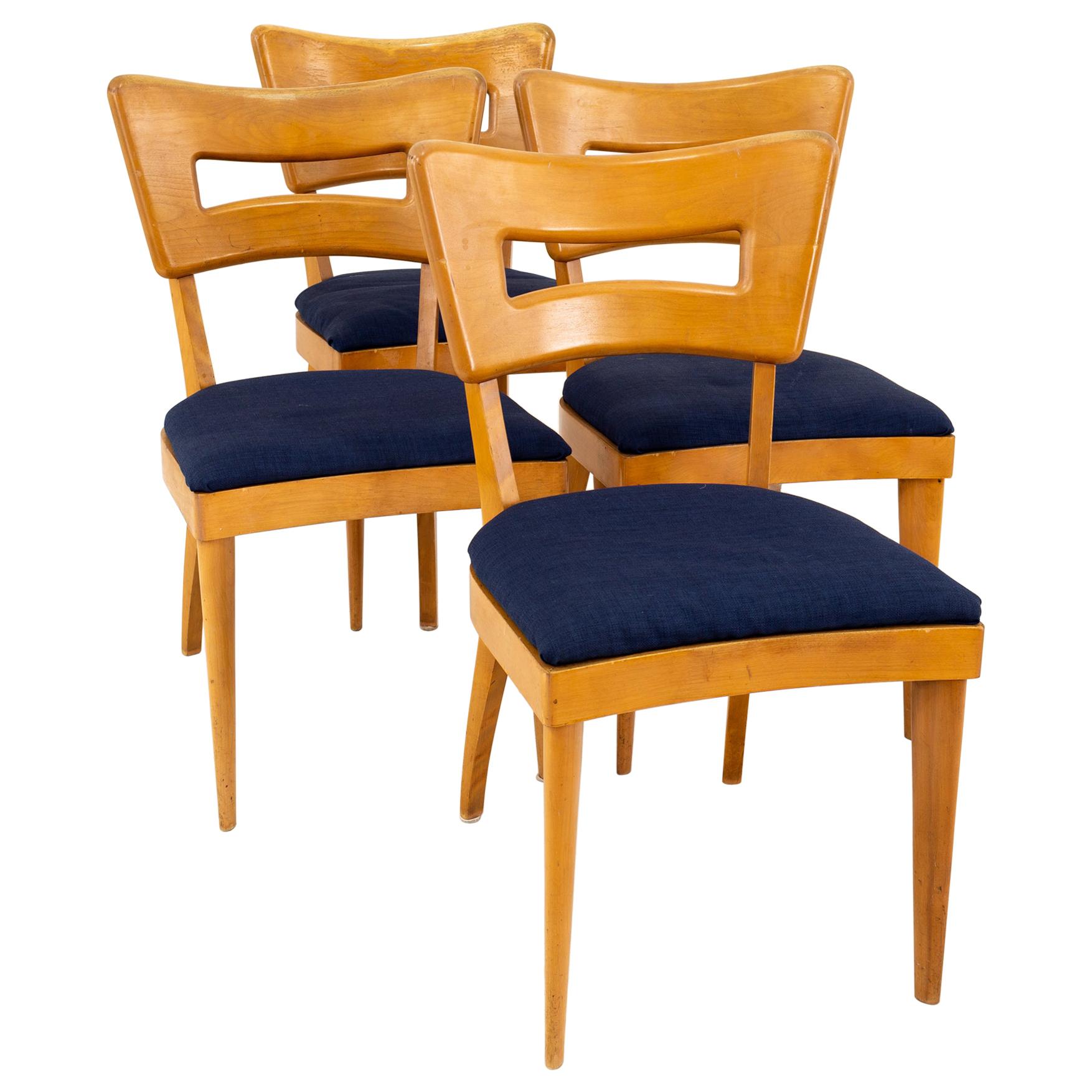 Heywood Wakefield Dog Bone Midcentury Solid Wood Dining Chairs, Set of Four