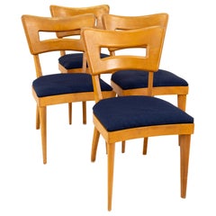 Vintage Heywood Wakefield Dog Bone Midcentury Solid Wood Dining Chairs, Set of Four