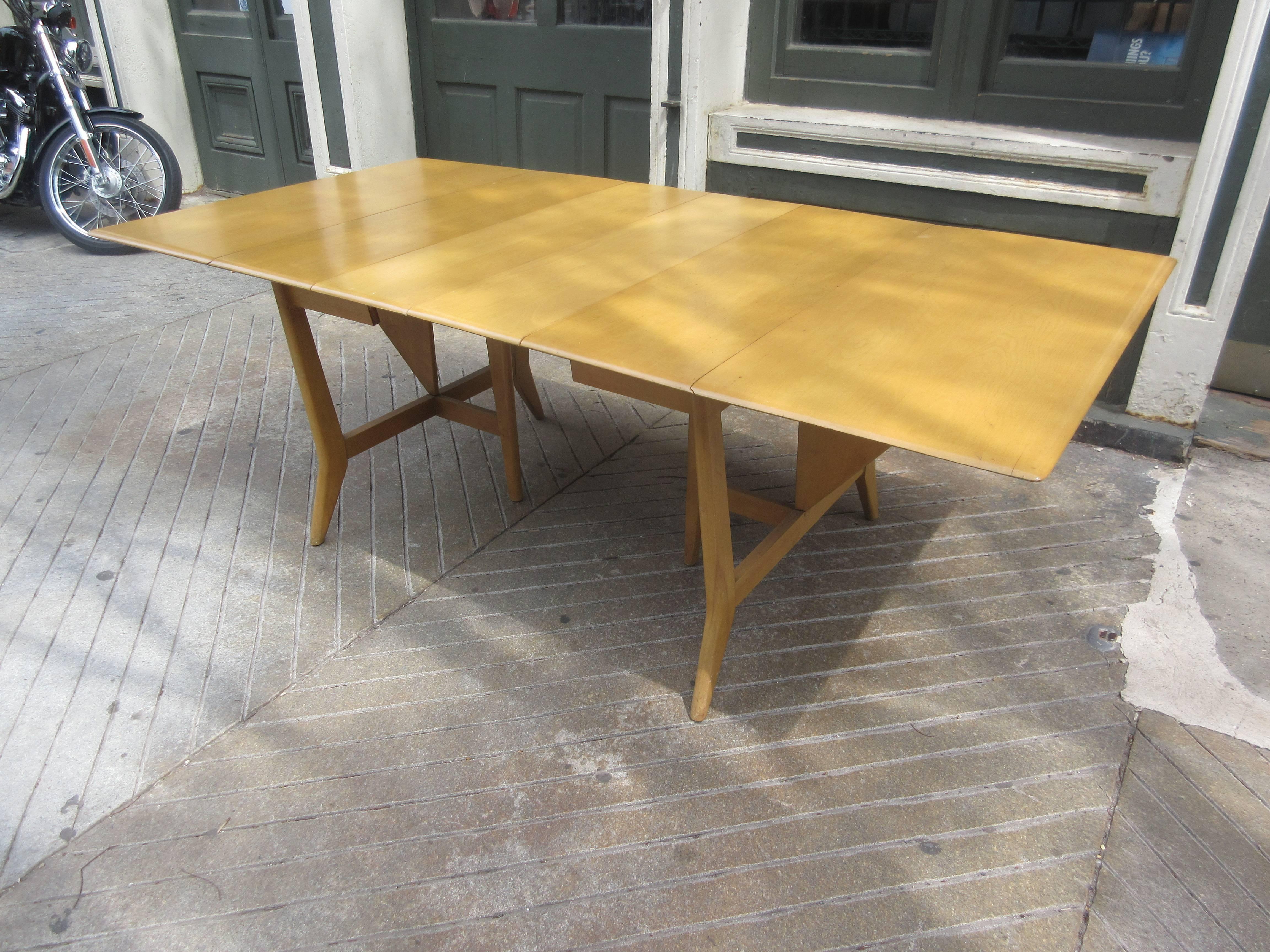 Maple Heywood Wakefield Drop Leaf Table with Two Additional Leaves