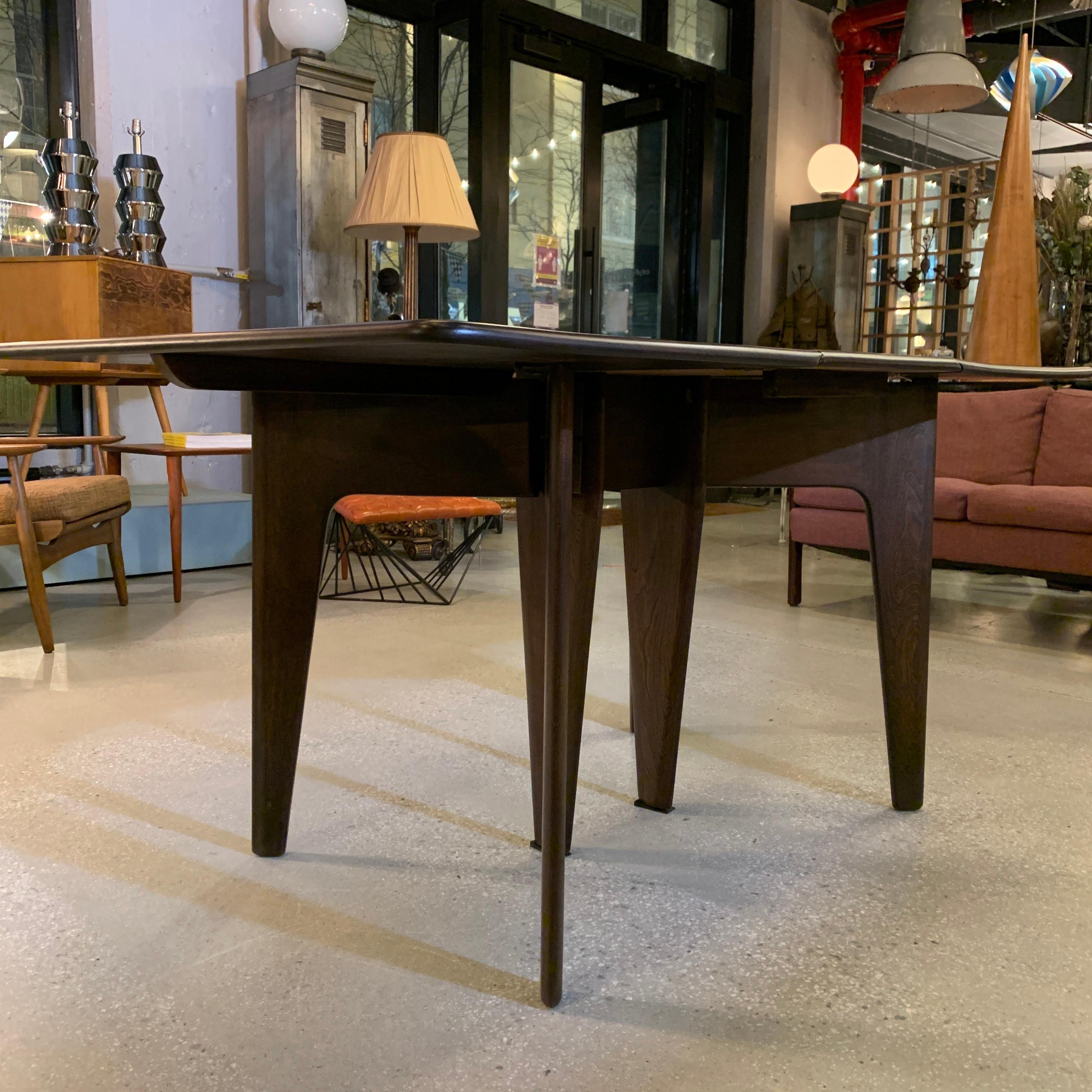 Heywood Wakefield Ebonized Maple Gate Fold Dining Table In Good Condition In Brooklyn, NY