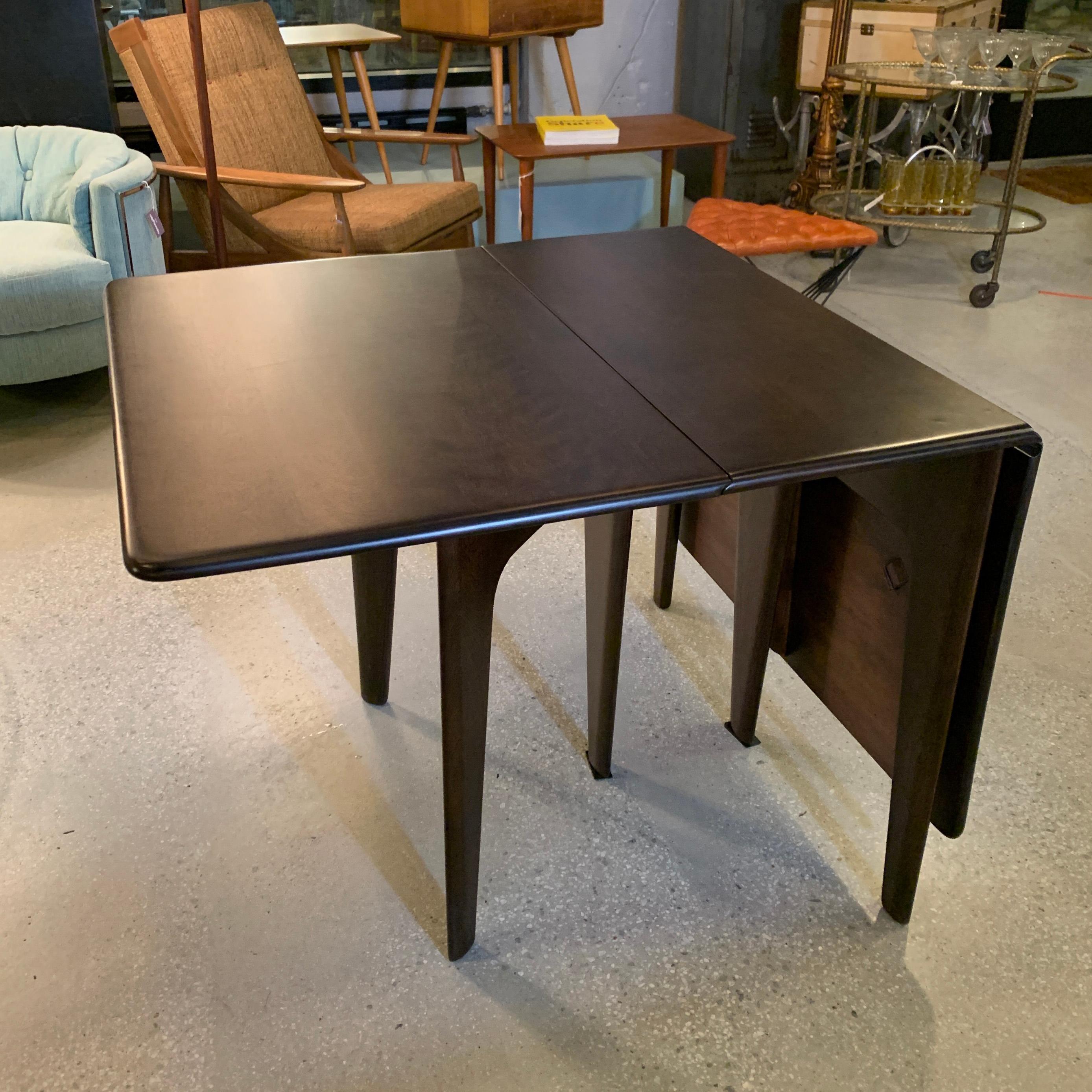 20th Century Heywood Wakefield Ebonized Maple Gate Fold Dining Table