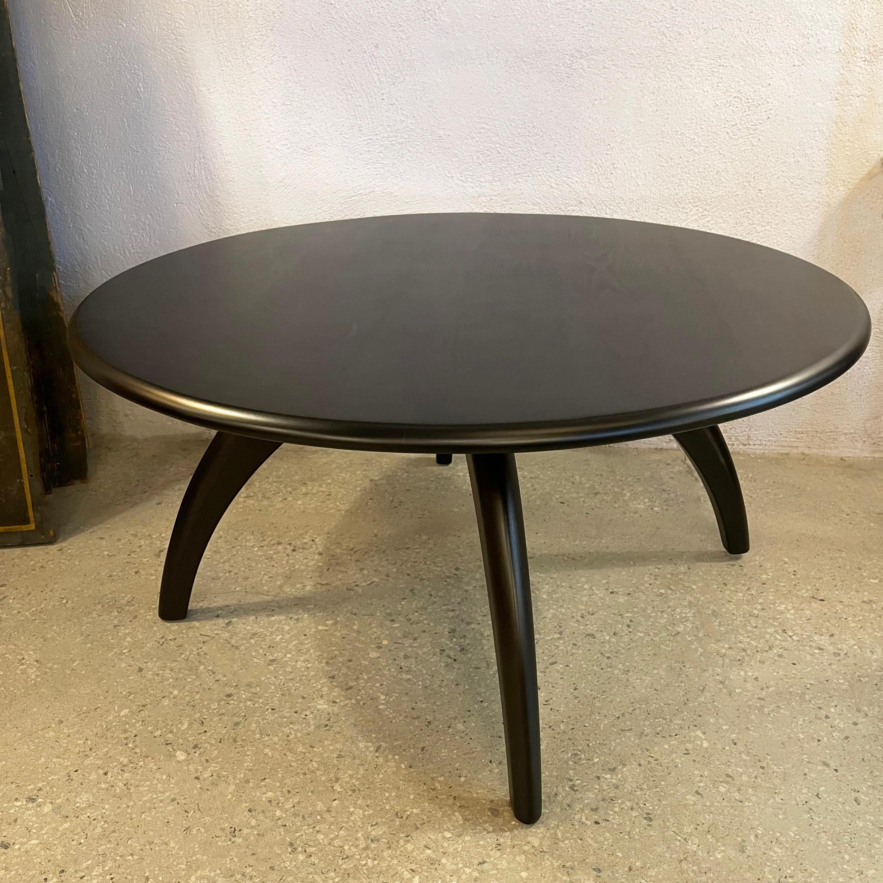 American Heywood Wakefield Ebonized Maple Revolving Coffee Table