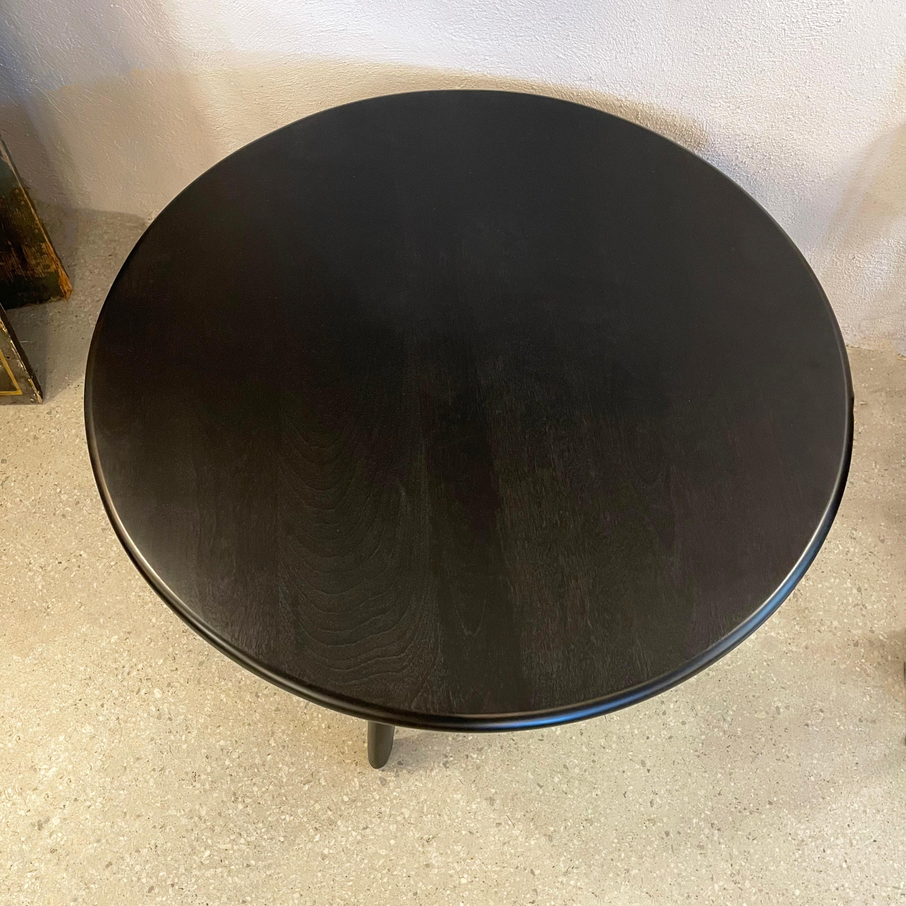 Heywood Wakefield Ebonized Maple Revolving Coffee Table In Good Condition In Brooklyn, NY