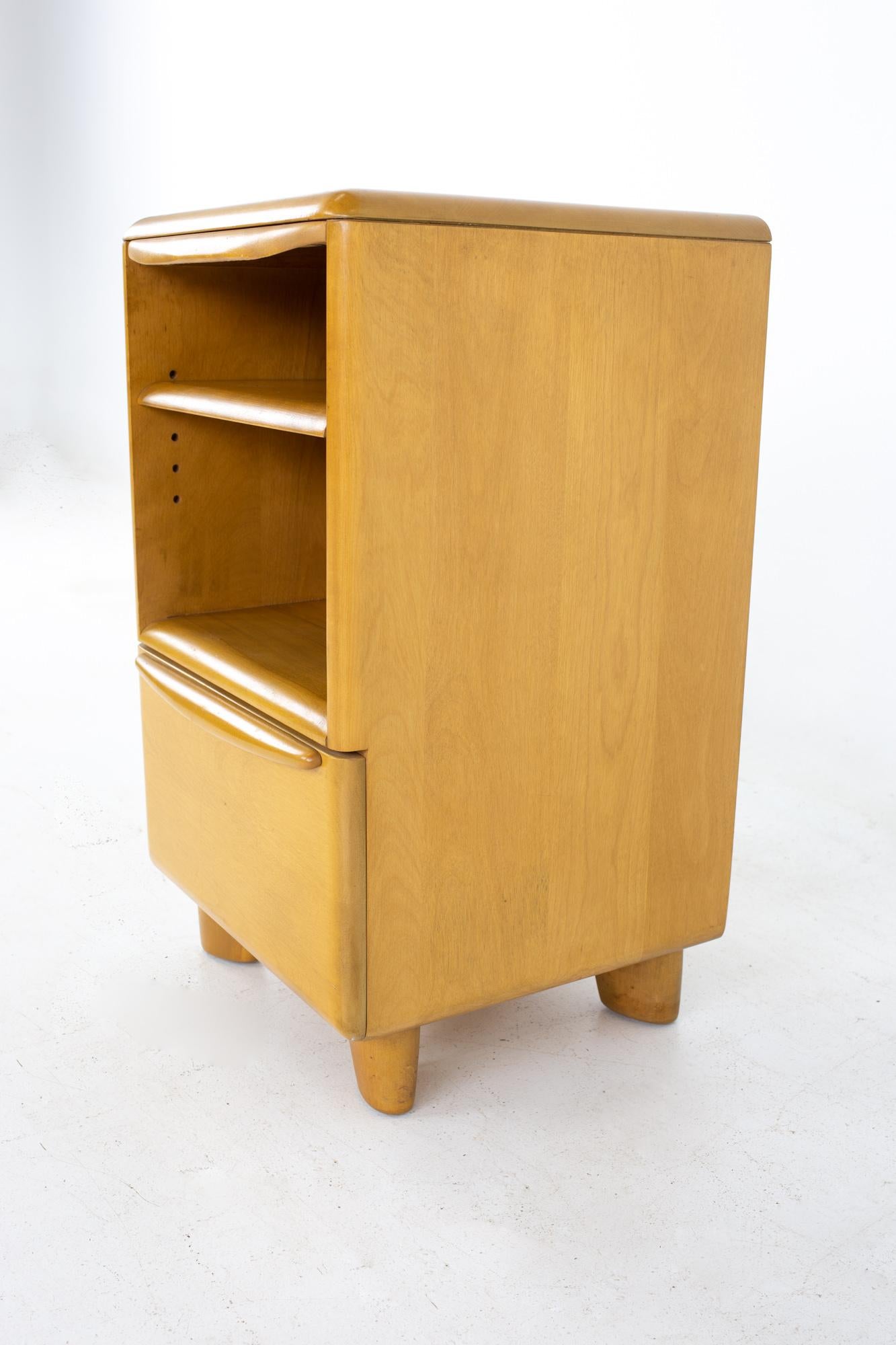 Late 20th Century Heywood Wakefield Encore Mid Century Blonde Wheat Nightstands, a Pair