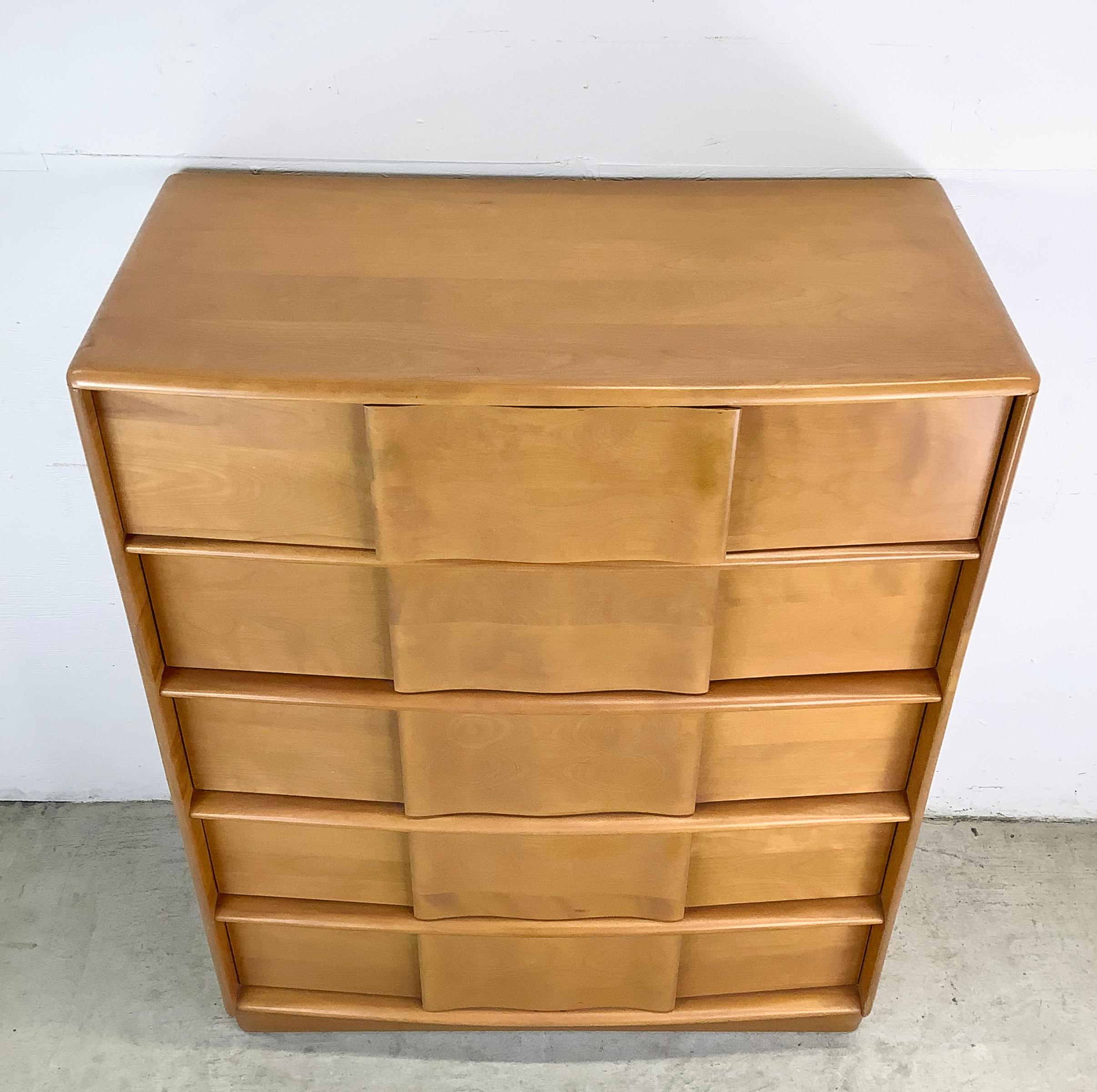 Mid-Century Modern Heywood-Wakefield Five Drawer Highboy Dresser
