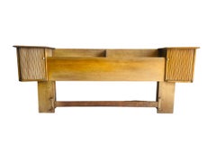 Heywood Wakefield Full Size Headboard with Attached Tambour Nightstands