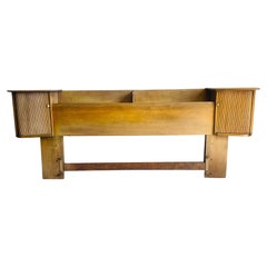 Heywood Wakefield Full Size Headboard with Attached Tambour Nightstands