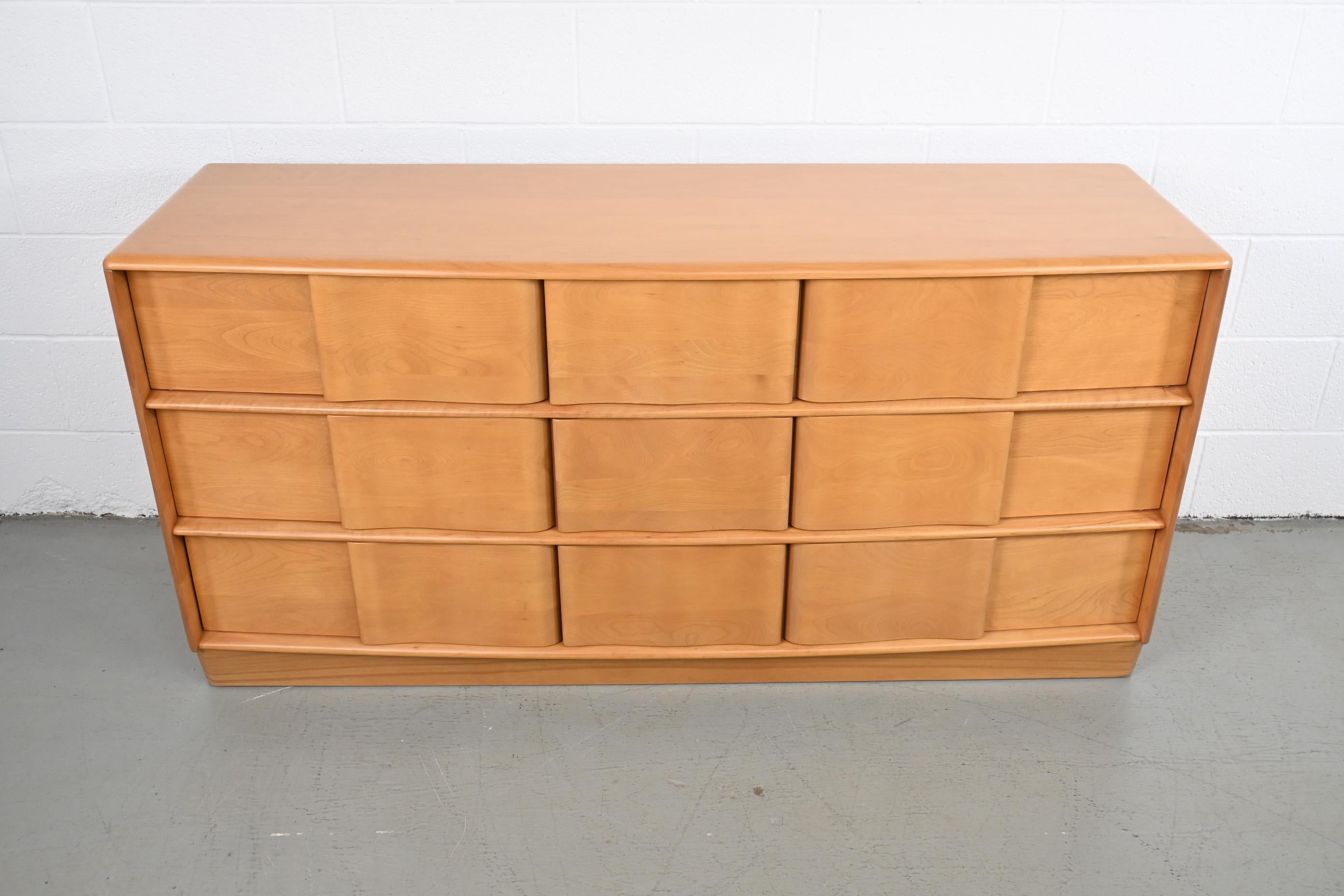 American Heywood Wakefield Furniture Sculptra Nine Drawer Dresser