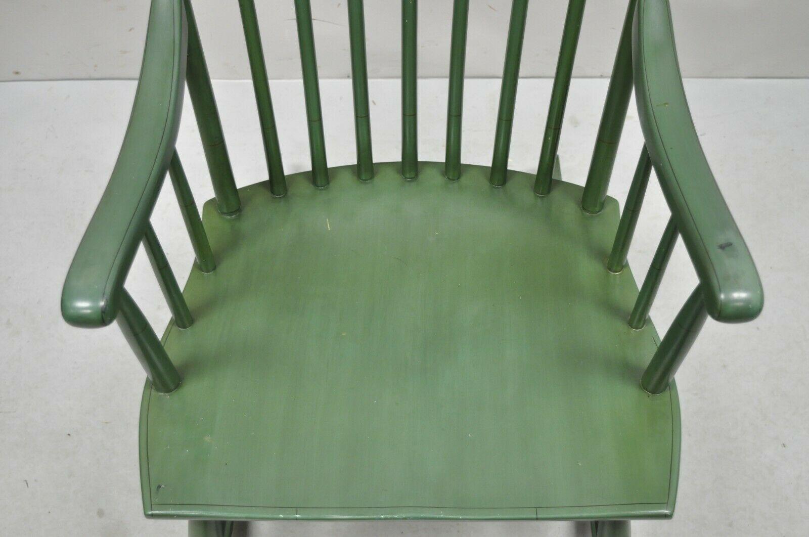 American Colonial Heywood Wakefield Green Hitchcock Style Stencil Decorated Rocker Rocking Chair