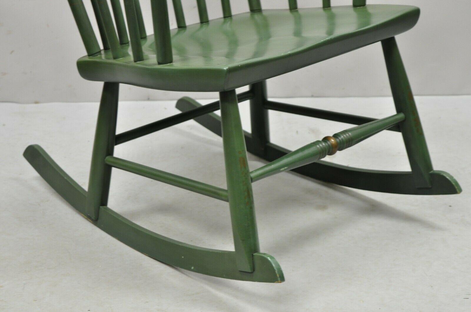 American Heywood Wakefield Green Hitchcock Style Stencil Decorated Rocker Rocking Chair