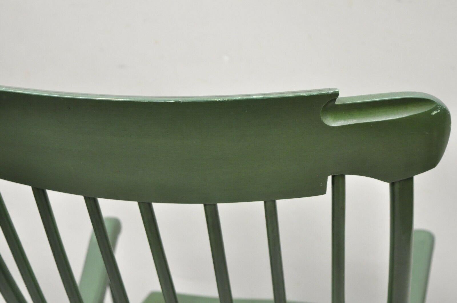 20th Century Heywood Wakefield Green Hitchcock Style Stencil Decorated Rocker Rocking Chair