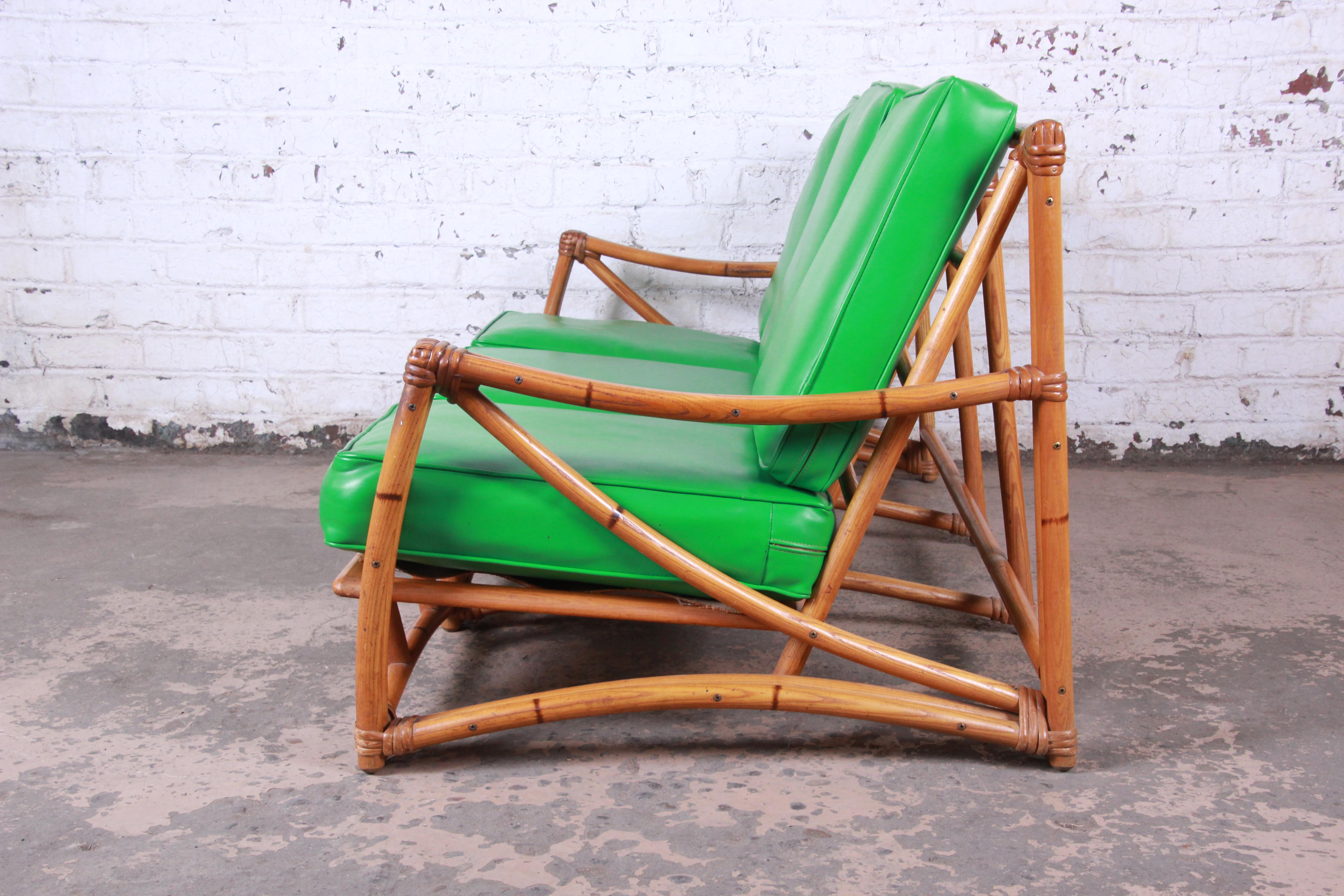 HeywoodWakefield Hollywood Regency MidCentury Modern Rattan Sofa at