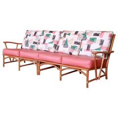 Heywood Wakefield Ashcraft Hollywood Regency-Sofa in Bambusform, 1950er Jahre