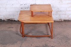 Heywood Wakefield Hollywood Regency Mid-Century Modern Rattan Corner End Table