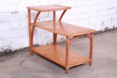 Heywood-Wakefield Hollywood Regency Mid-Century Modern Rattan End Table