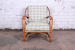 Heywood Wakefield Hollywood Regency Chaise longue en rotin moderne du milieu du siècle dernier