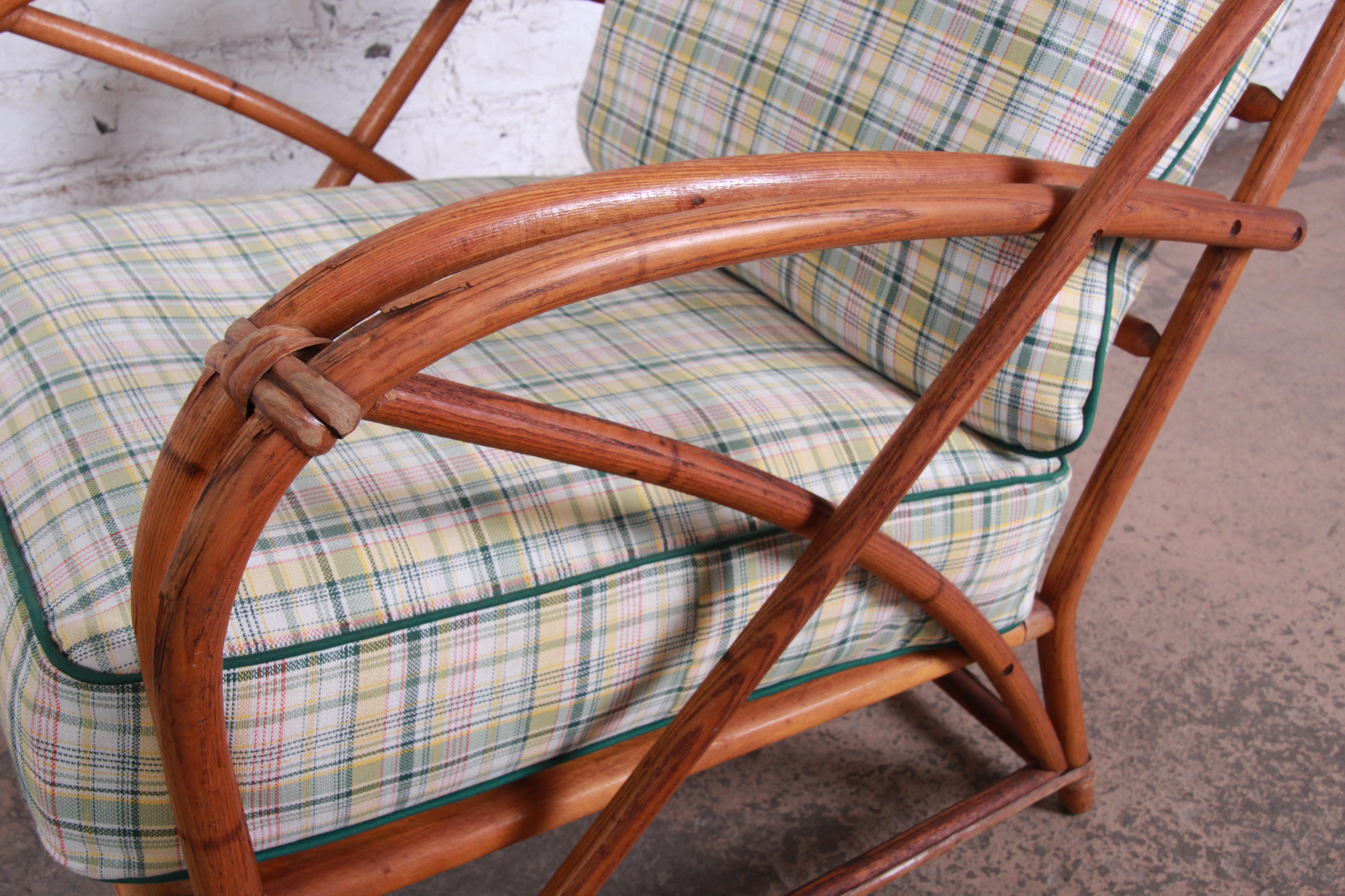 American Heywood Wakefield Hollywood Regency Mid-Century Modern Rattan Lounge Chair