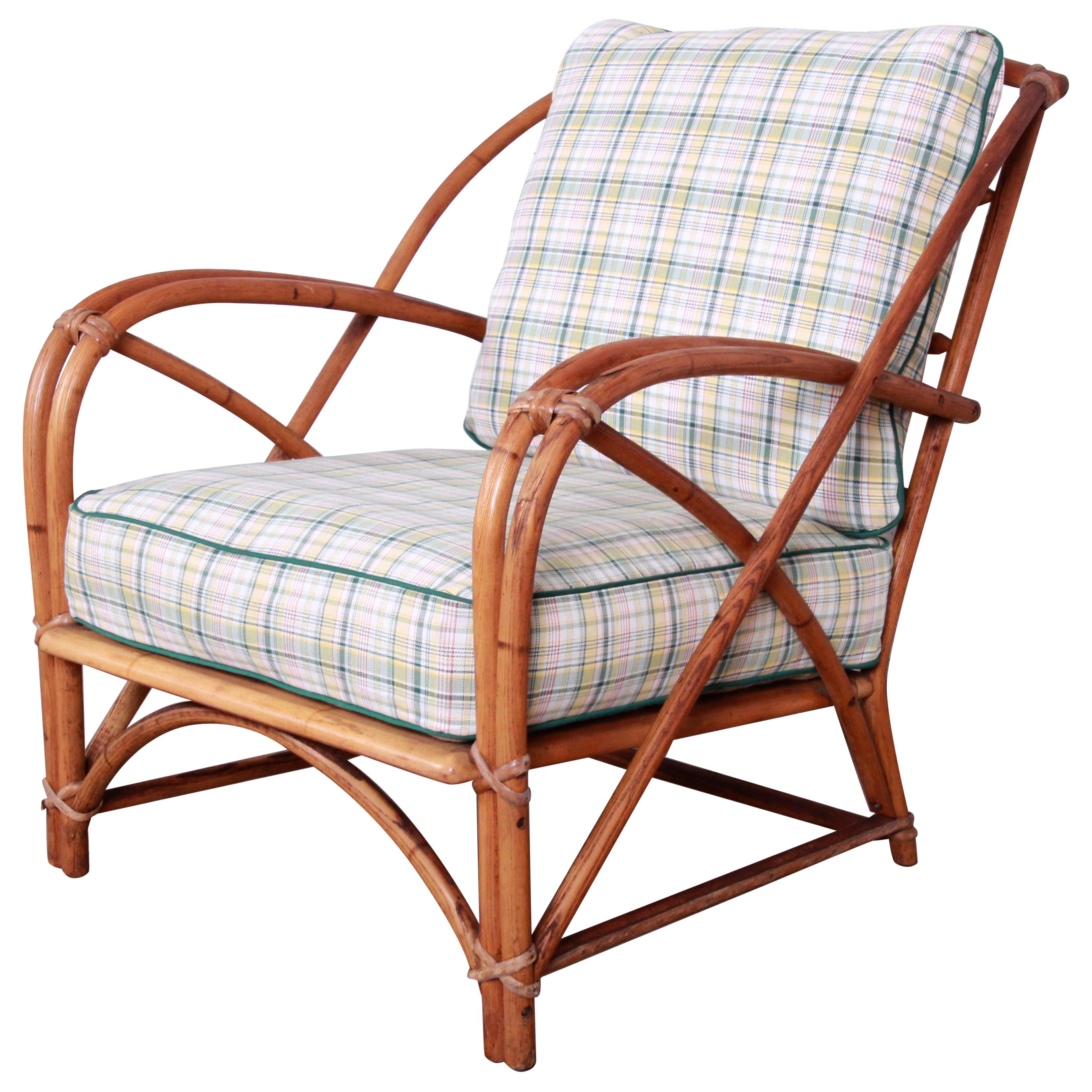 Heywood Wakefield Hollywood Regency Mid-Century Modern Rattan Lounge Chair