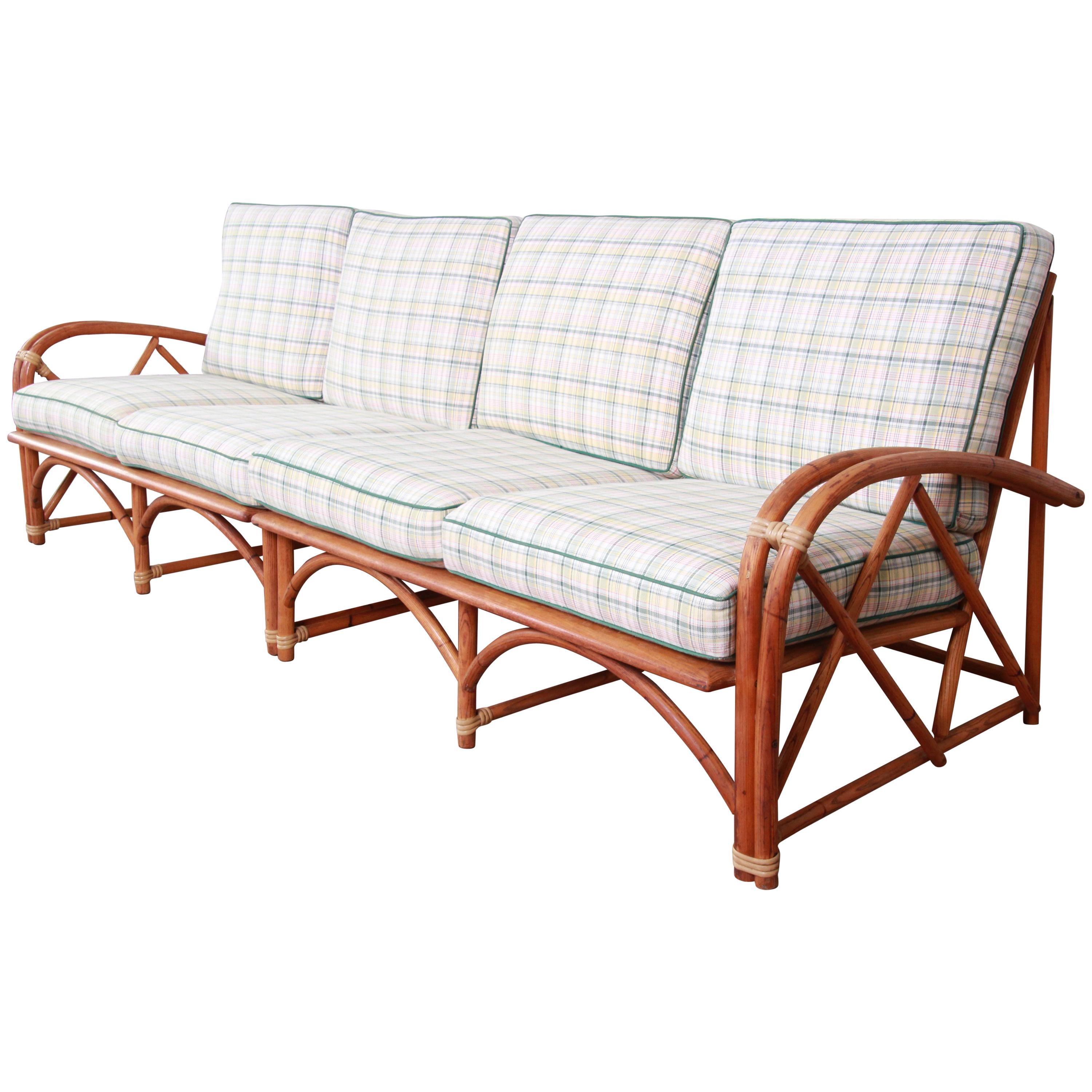 Heywood Wakefield Hollywood Regency Mid-Century Modern Rattan Sofa