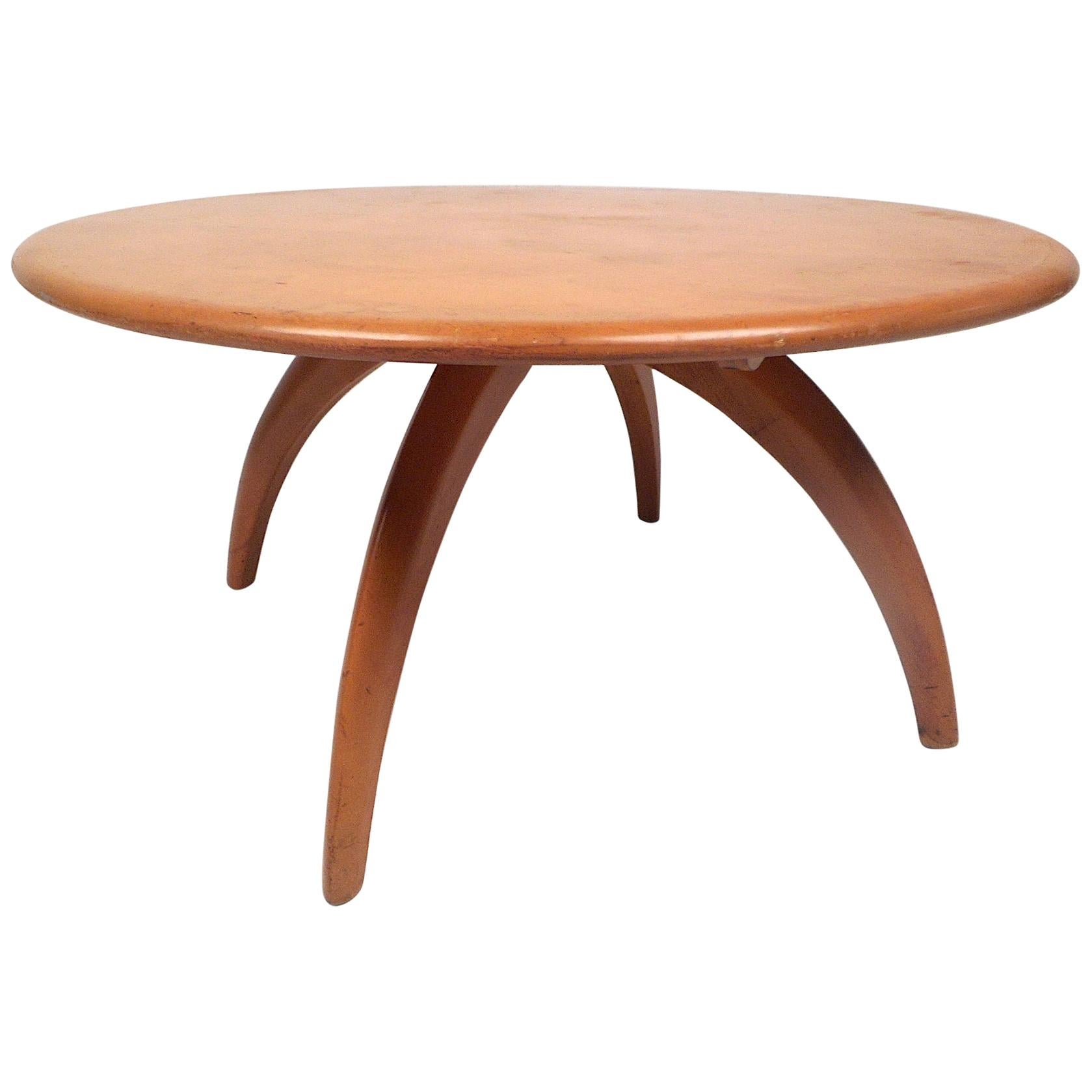 HeywoodWakefield "Lazy Susan" Swiveling Coffee Table For Sale at