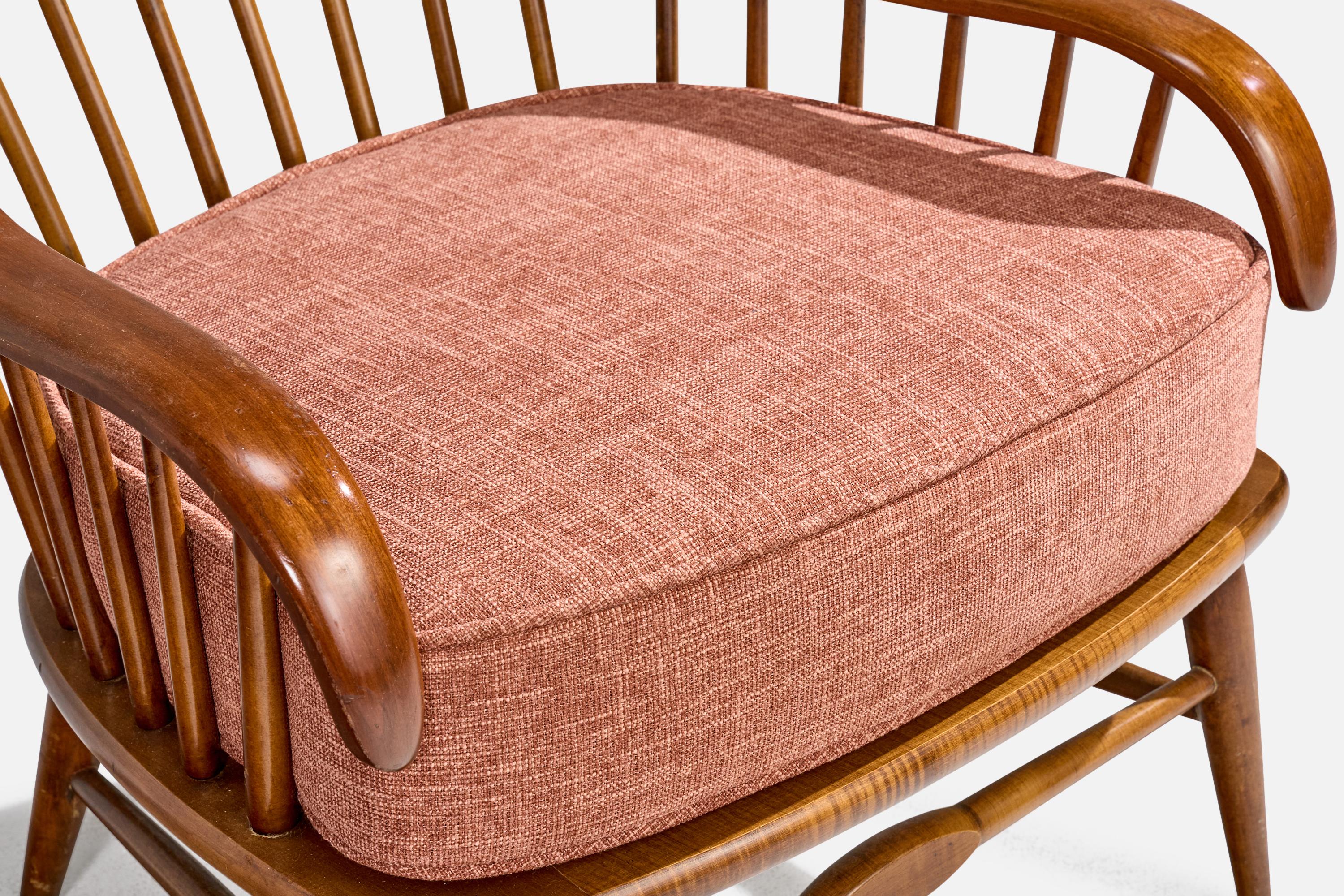 Heywood-Wakefield, Lounge Chair, Wood, Fabric, USA, 1950s en venta 3